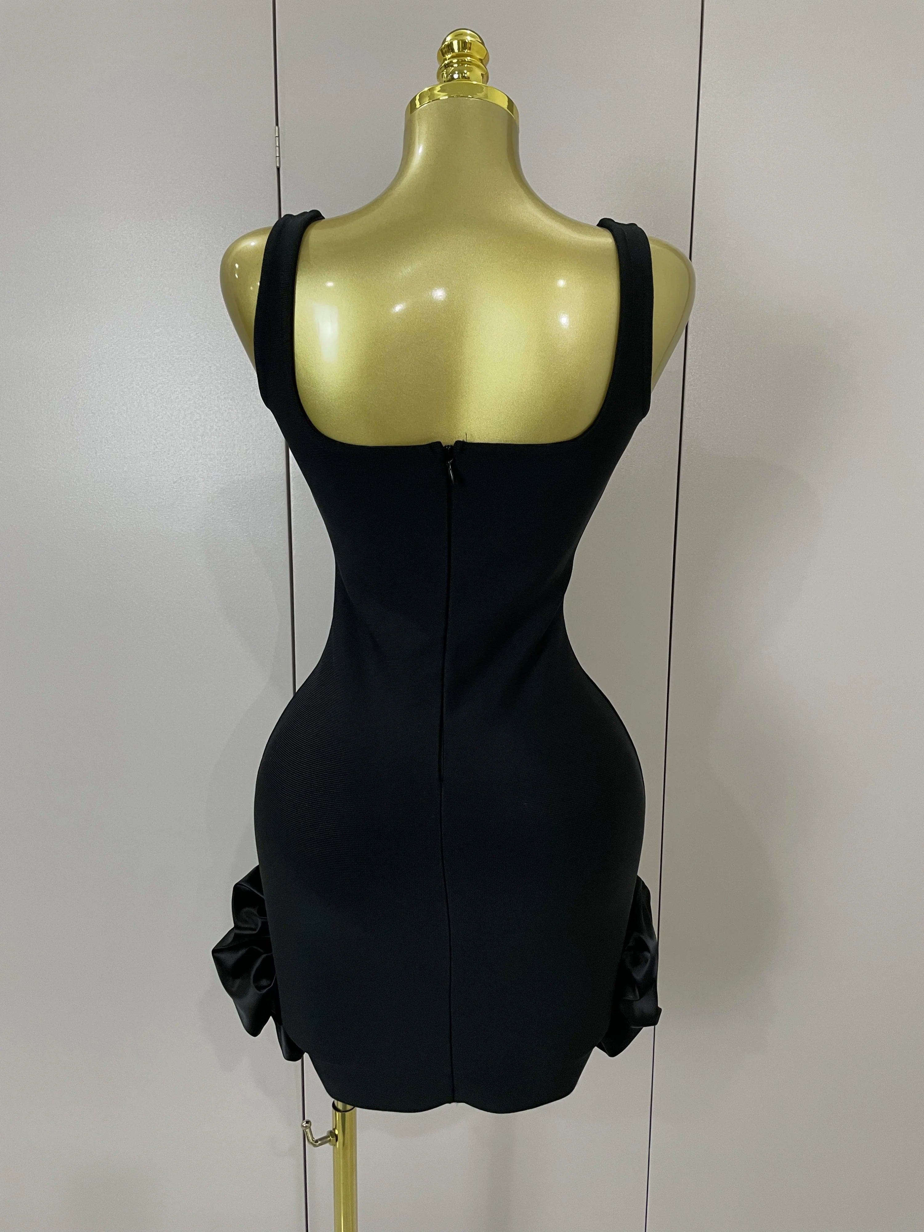 2025 New STyle Shining Crystal Women Sleeveless Bodycon Mini Bandage Dress Elegant Ruffles Cute Birthday Party Celebrate Dress