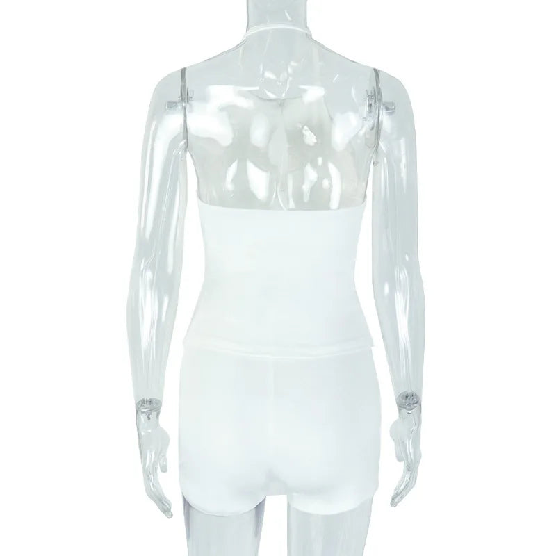 2025 Summer Women's Set Sleeveless Hollow Out Top+ Skirts Shorts Cute Street Two 2 Piece Sets Street Outfits Tracksuit