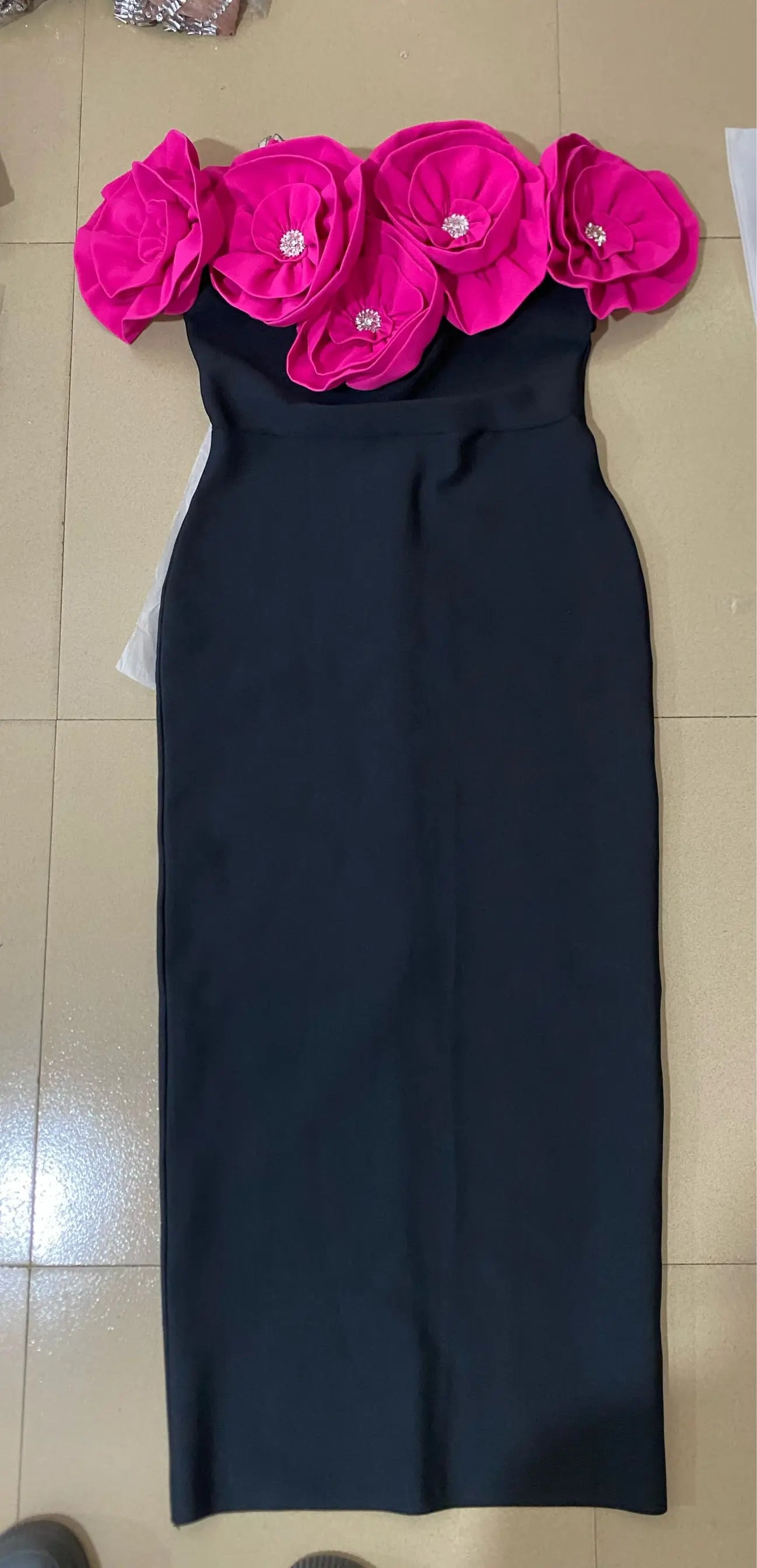 RoseRed Color Women Sexy Off the Shoulder Big Florals Bandage Bodycon Long Dress Elegant Eevning Party Birthday Homecoming Dress Rose Red