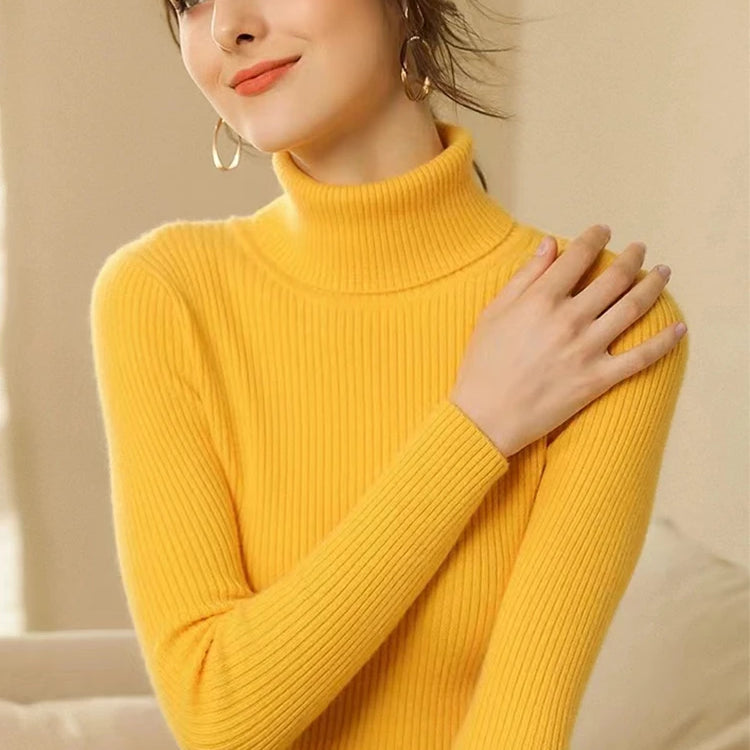 Women Sweater Casual Pullovers Autumn Winter Basics Knitted Korean Loose Striped O-neck Long Sleeve Elegance Sweet E-Yellow One Size