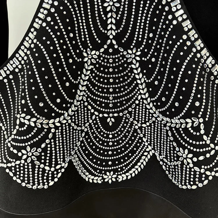 2025 New Autumn Women Long Sleeve Sexy Shinning Rhinestones 2 Pieces Blazer Set Elegant Evening Party Red Carpet Celebrate Wear