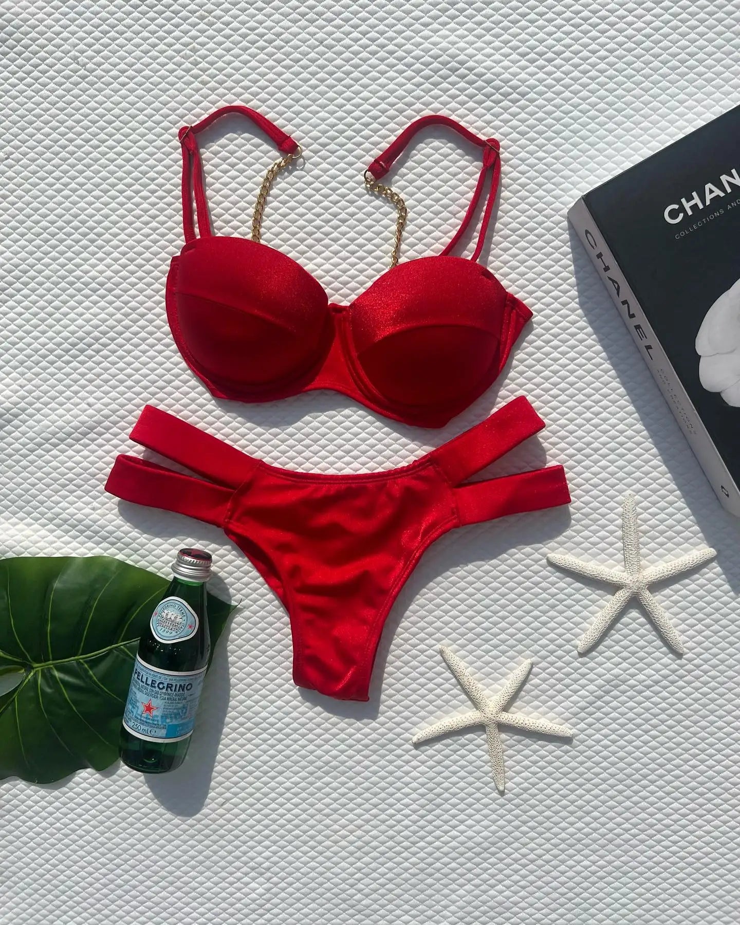 Summer Push Up Bikini Sets Solid Women's Swimsuit Vintage Print Swimwear Vacation Bathing Suit Sexy Summer Outfits Beachwear SE24303R1