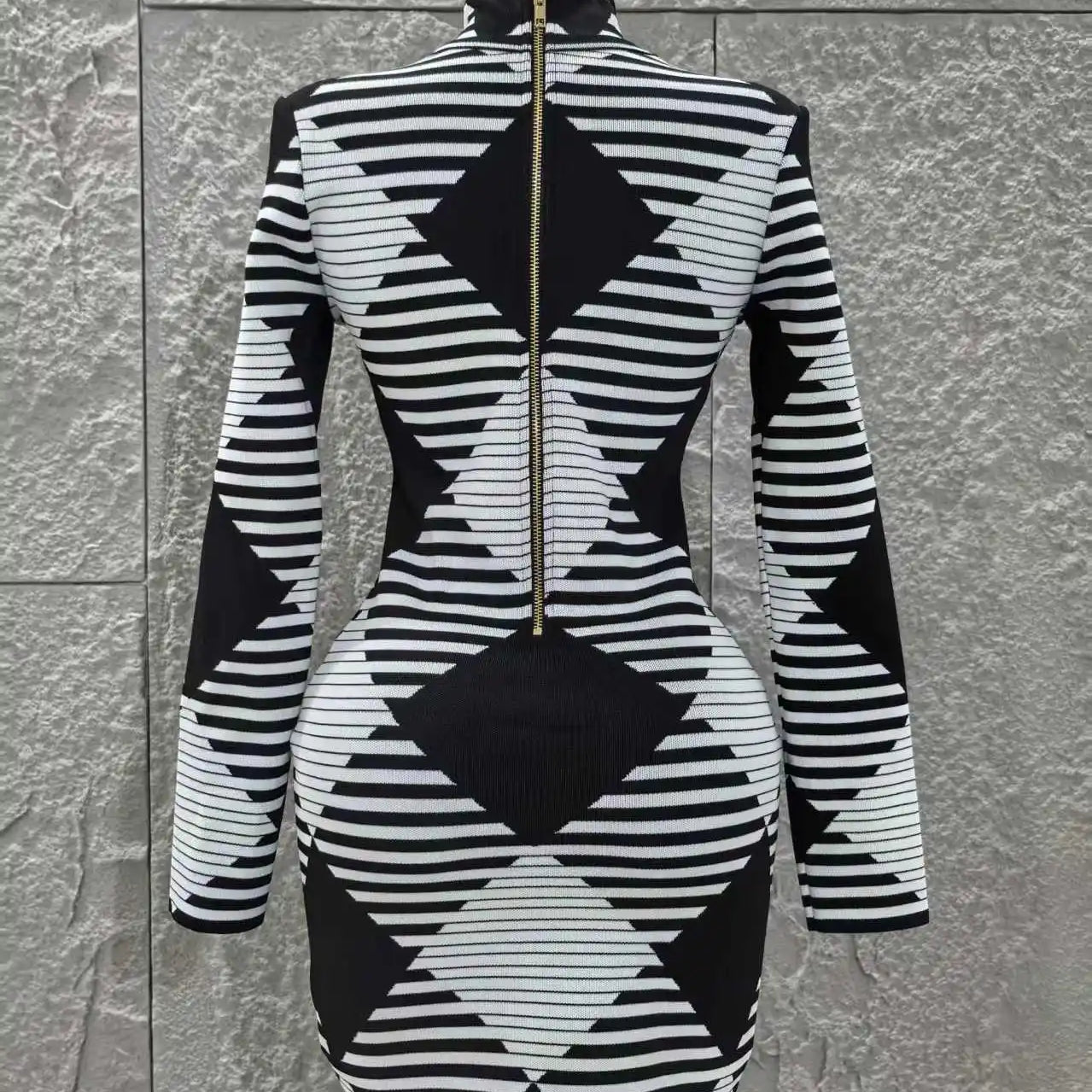 Women Long Sleeve Sexy Plaid Bodycon Mini Bandage Dress Fashion Evening Party Celebrate Office Wear Clothing