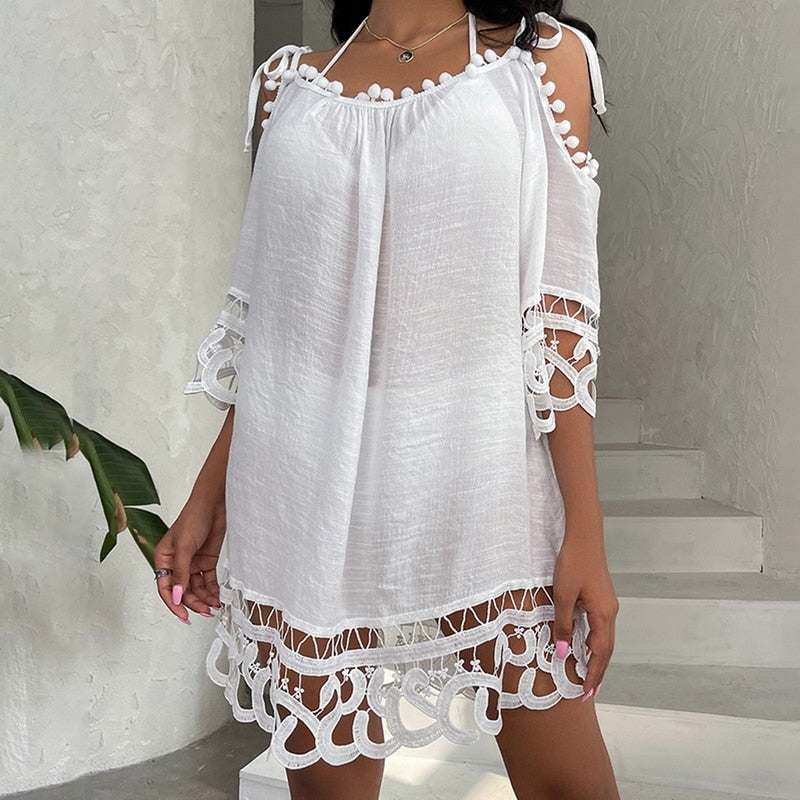 Swimsuit Cover Ups for Swimwear Beach Tunic Dress Cotton Summer Cover Up Color 11 One Size(40-75KG)