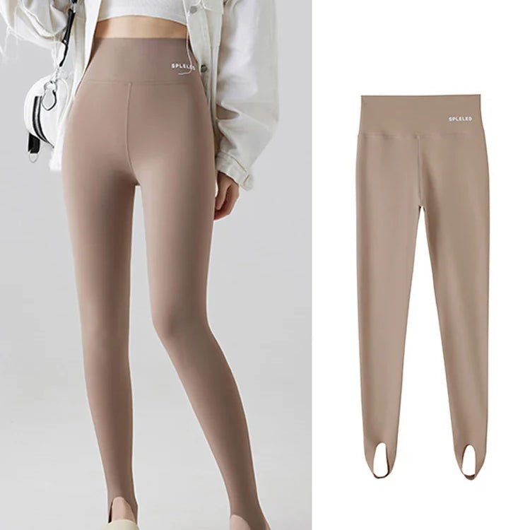 BIVIGAOS Skin-Touch Seamless Foot Pants Sharkskin Leggings Women Autumn New Fitness Sport Leggings Sexy Body Shape Shark Pants 730-Cocoa