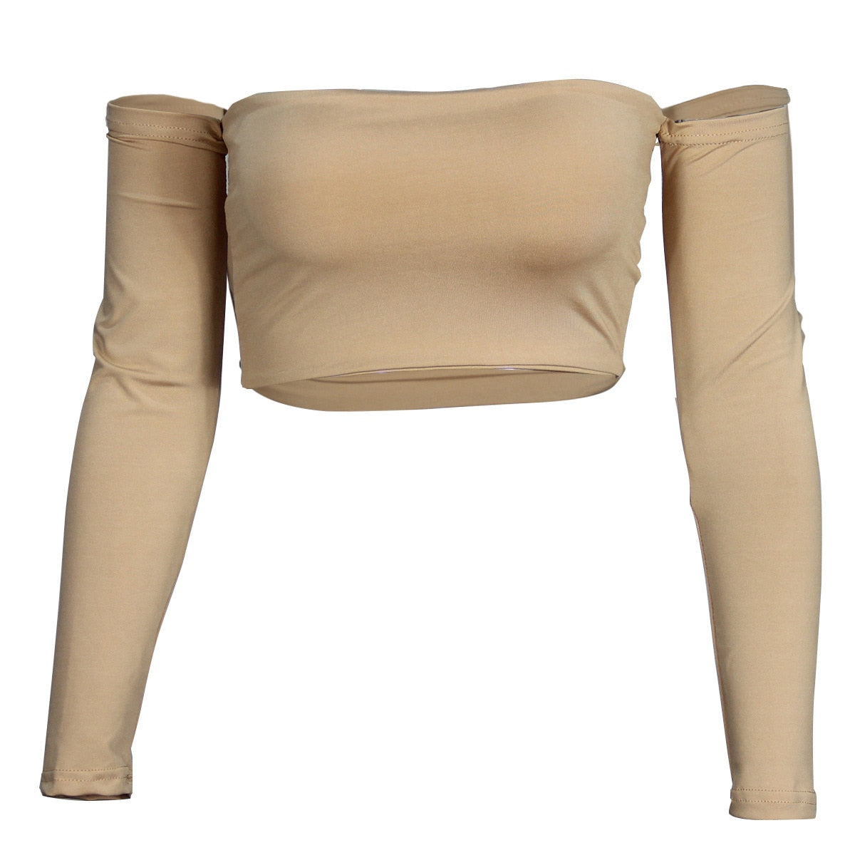 Slash Neck Crop Top Women Summer Casual T Shirt Basic Sexy Streetwear Long Sleeve Tops Autumn Solid Bodycon Fashion Tops 2024