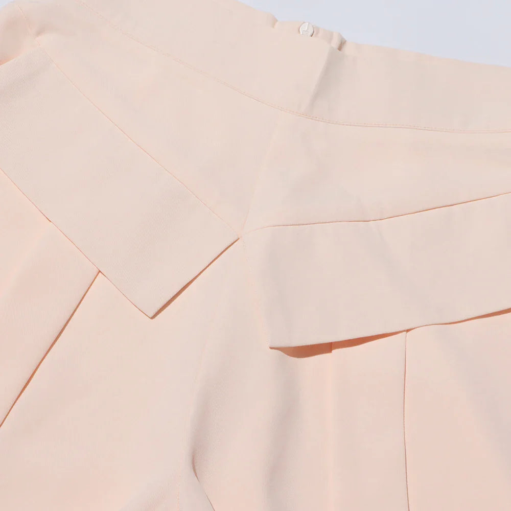 Solid Minimalist Pants For Women High Waist Patchwork Folds Temperament Elegant Wide Leg Pant Female Fashion Cloth