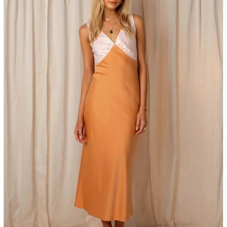 Floral Print Female Long Dress High Waist Lace-up V-neck Slim Sleeveless Fashion Sundress Casual Summer Dress Vestido Robe