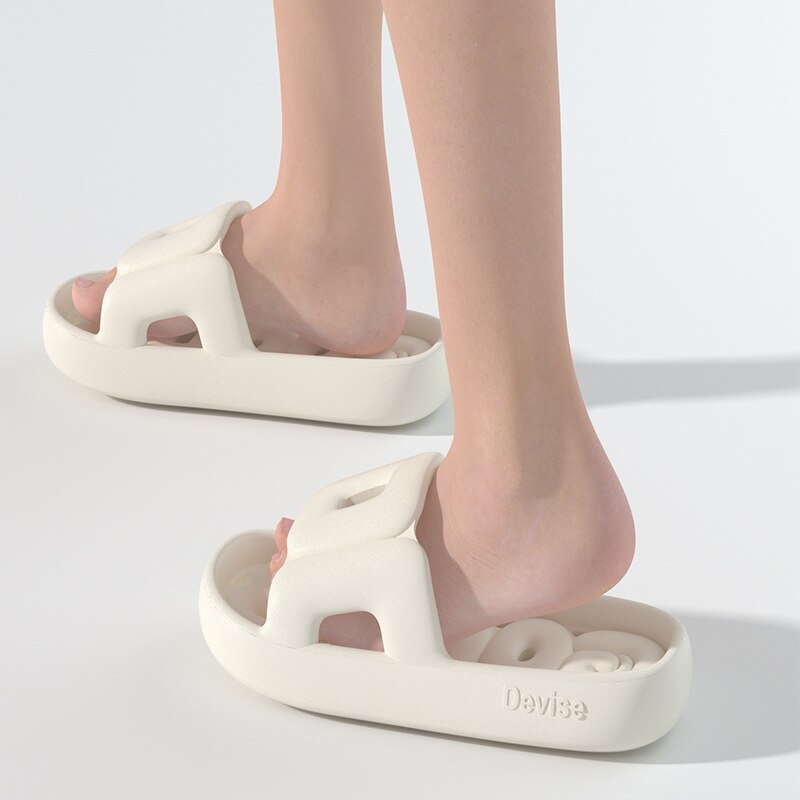 Summer Slippers Cloud Soft Couple Slides Women Men Bathroom House Cheese Slippers Leaking Quick-drying Shower Slipper