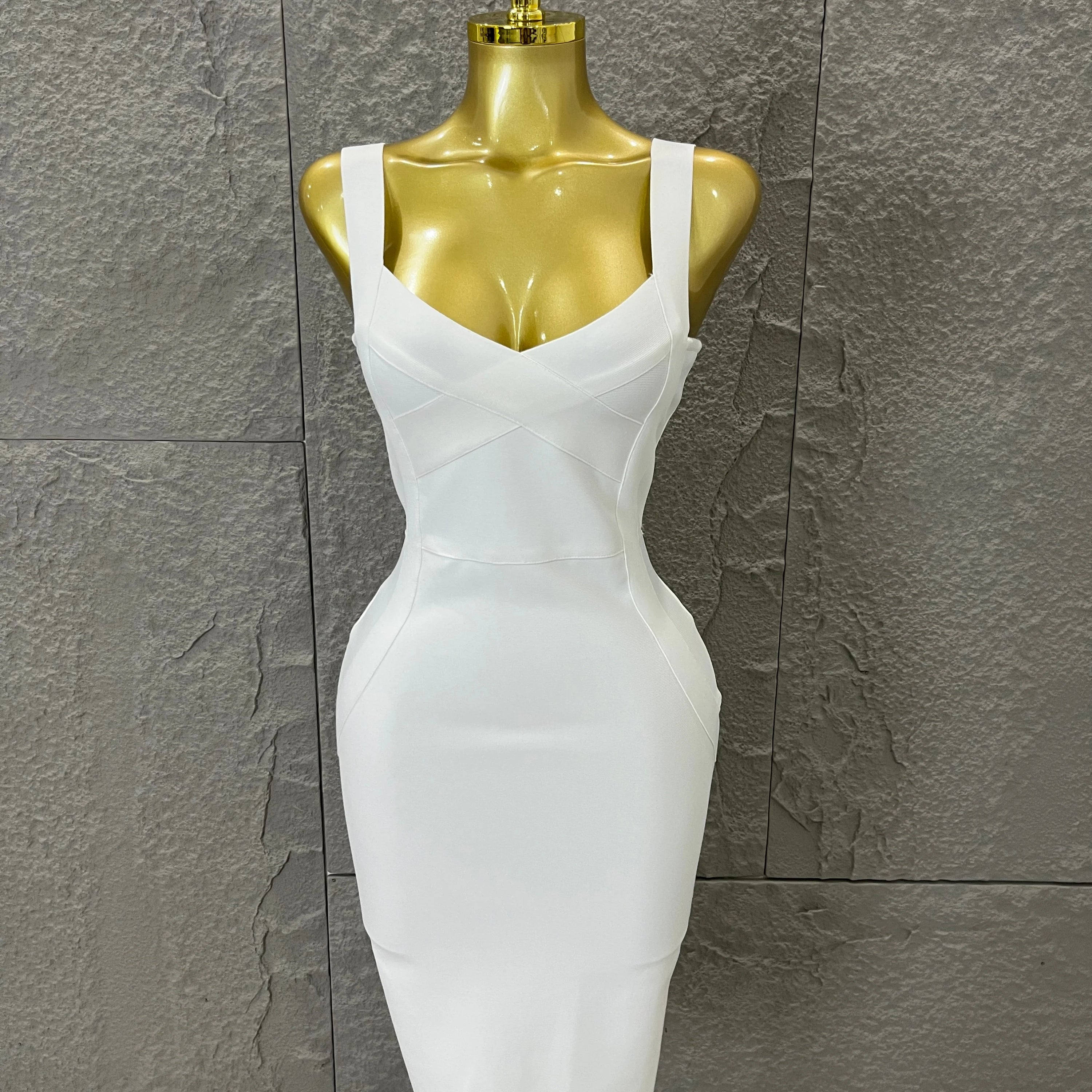 Elegant Sweetheart Neck Bandage Dress Crisscross Bust Slim Fit Midi Evening Banquet Formal Dinner Wedding Guest Cocktail Outfit