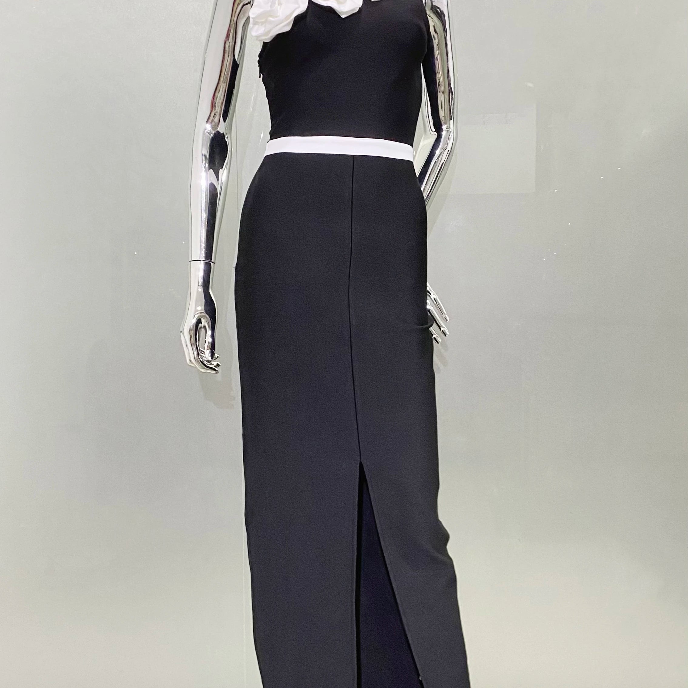 Women Sexy One Shoulder White Florals Bodycon Bandage Long Dress Fashion Celebrate Evening Party Birthday Dress