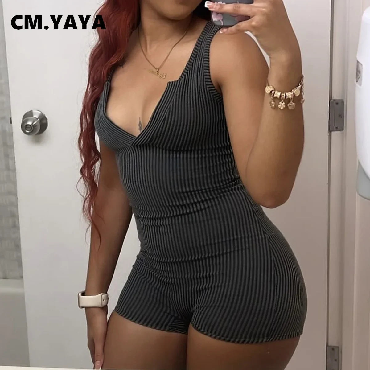 Women Knitted Sleeveless V-neck Short Jumpsuits Street 2024 Summer Washed Casual Sexy One Piece Suit Romper Playsuits