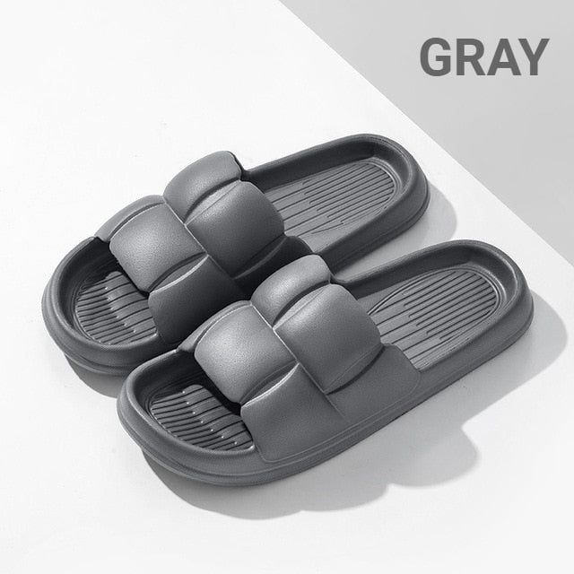 Summer Soft Shoes Cloud Slippers Indoor Mute Bathroom Anti-slip Slide Eva Beach Flip Flops Men Ladies Leisure Sandals 2024 gray