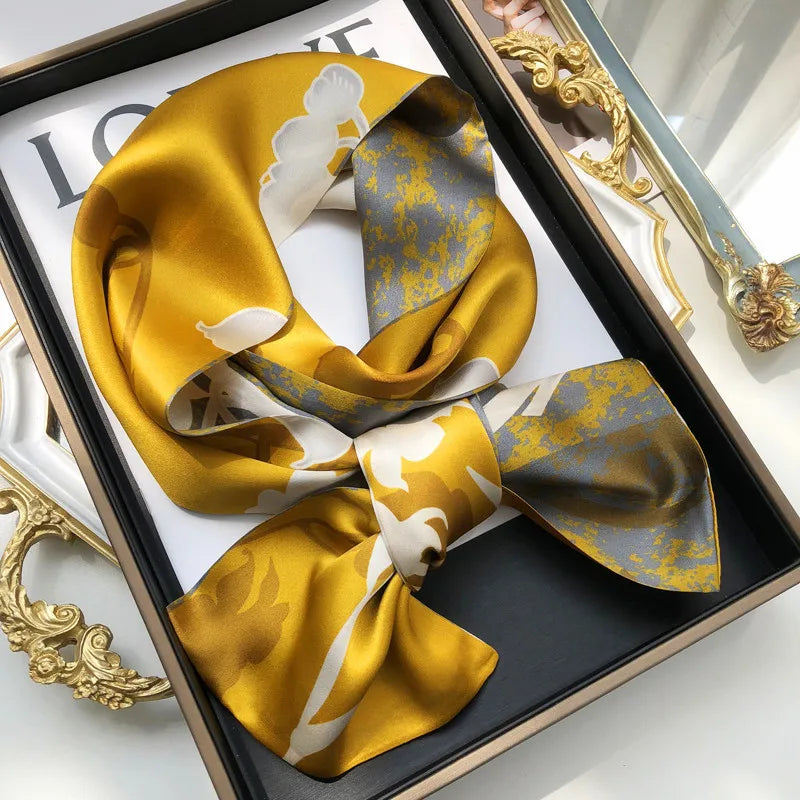 100% Natural Silk Scarf Women Printed Real Silk Long Ribbon Decoration Neckerchief Ladies Bandana Hair Scarf Femme Headscarf Silk Ribbon Scarf 6 150X16CM
