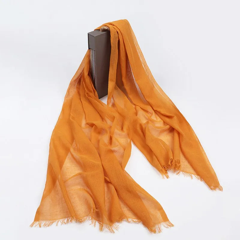 2023 Silk Scarves Women Luxury Brand Hijab Scarf Solid Foulard Femme Shawls Wraps Silk Bandana Head Scarf Hijab Beach Poncho Linen one 2