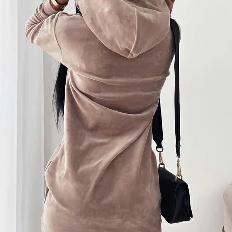 Women Long Sweater Dresses LOVE Print Hooded Loose High Collar Sweatshirts Long Sleeve Pullover Fall Winter Y2K Street Style Top