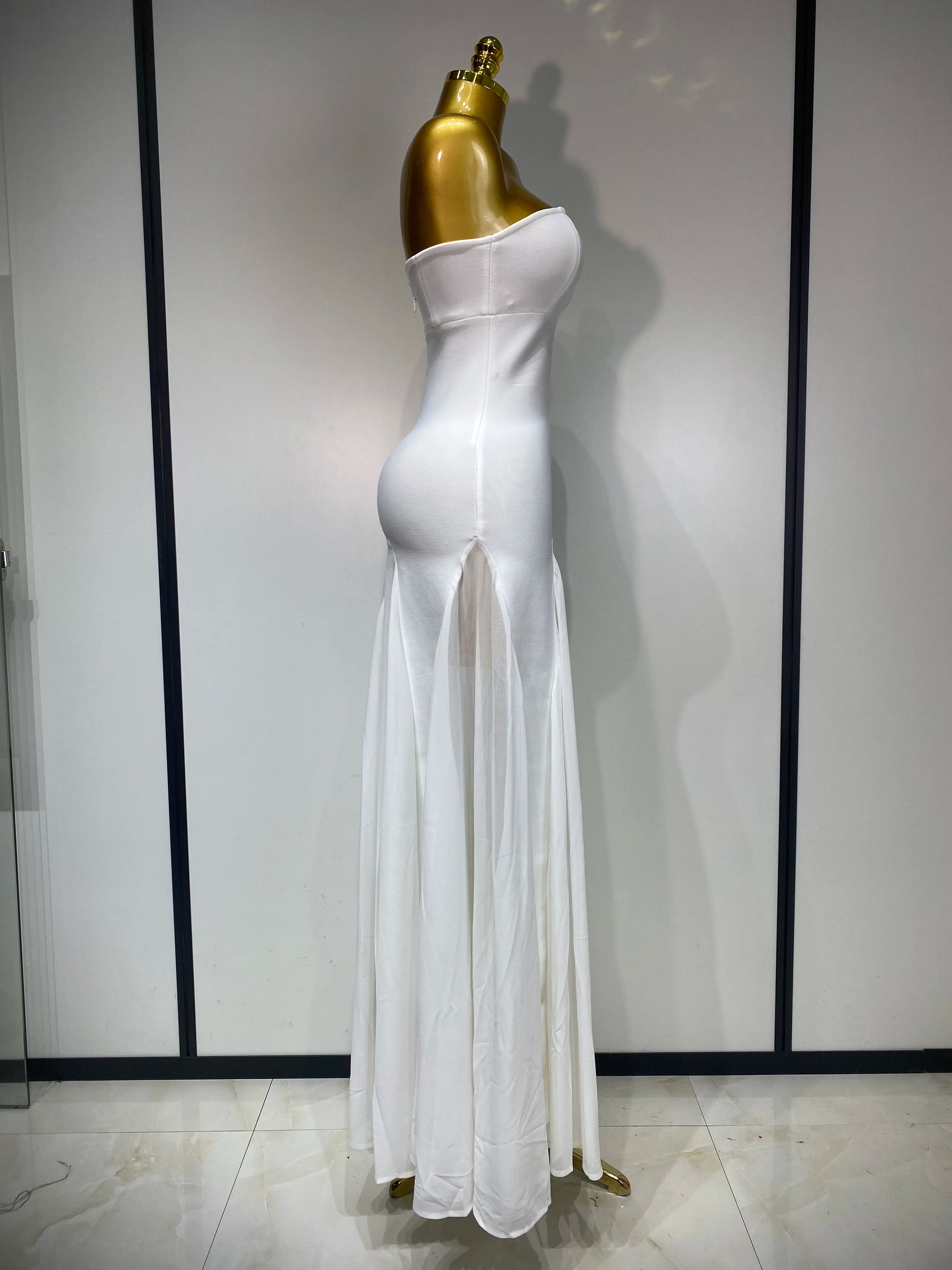 Women Sexy Backless Bodycon Bandage Dress Sleeveless Maxi Long Elegant Dresses 2025 Luxury Birthday Dress Club Party Outfit