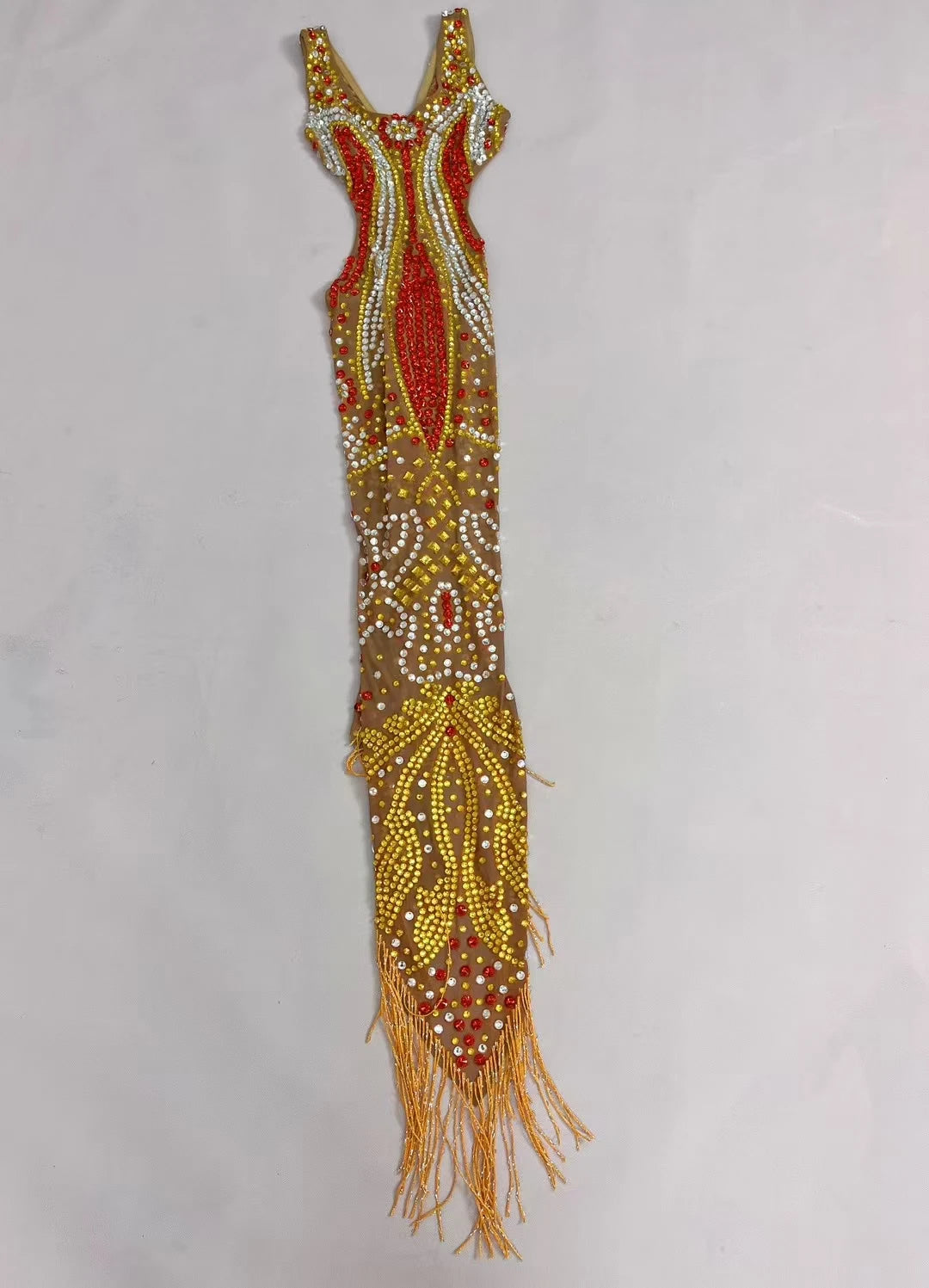 High-end Chic Asymmetrical Long Dress for Women Sparkly Rhinestone Tassel Evening Gown Birthday Queen Ball Dress Jinguangxian