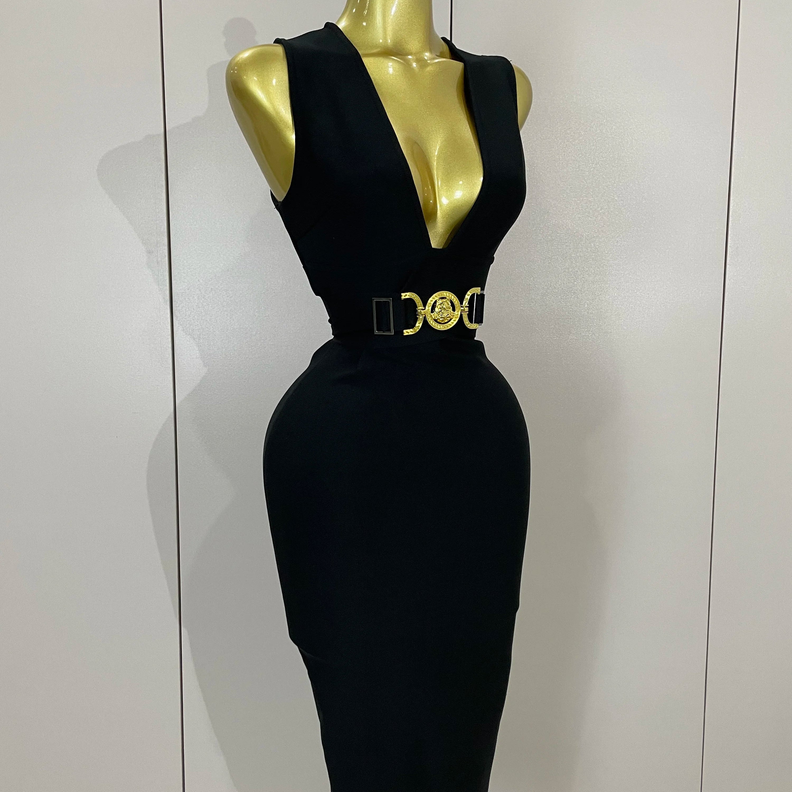 Women Elegance Sexy V-Neck Sleeveless Bodycon Bandage Dress Nightclub Party Evening Dress High Quality Luxury Birthday Dresses