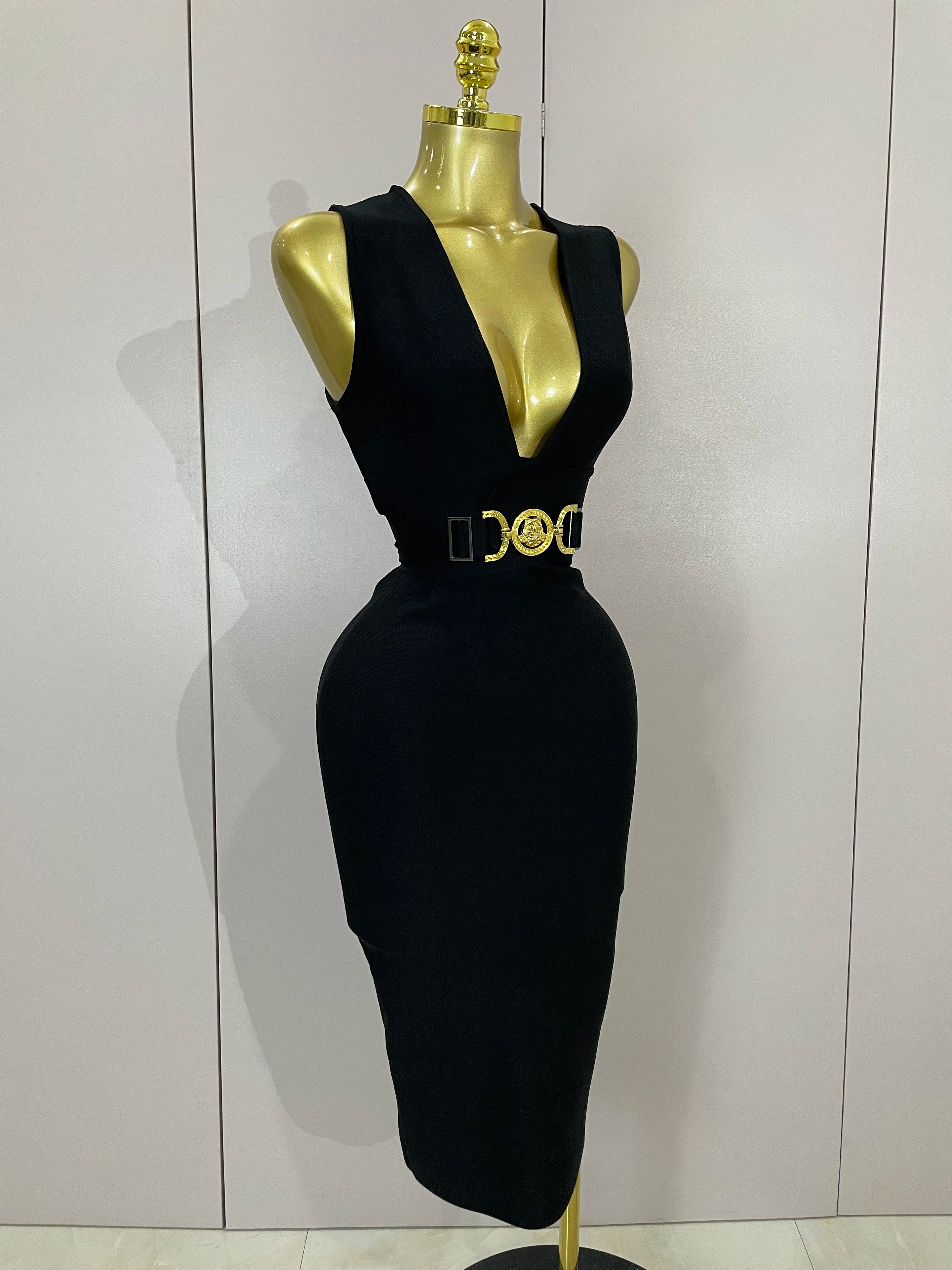Women Elegance Sexy V-Neck Sleeveless Bodycon Bandage Dress Nightclub Party Evening Dress High Quality Luxury Birthday Dresses
