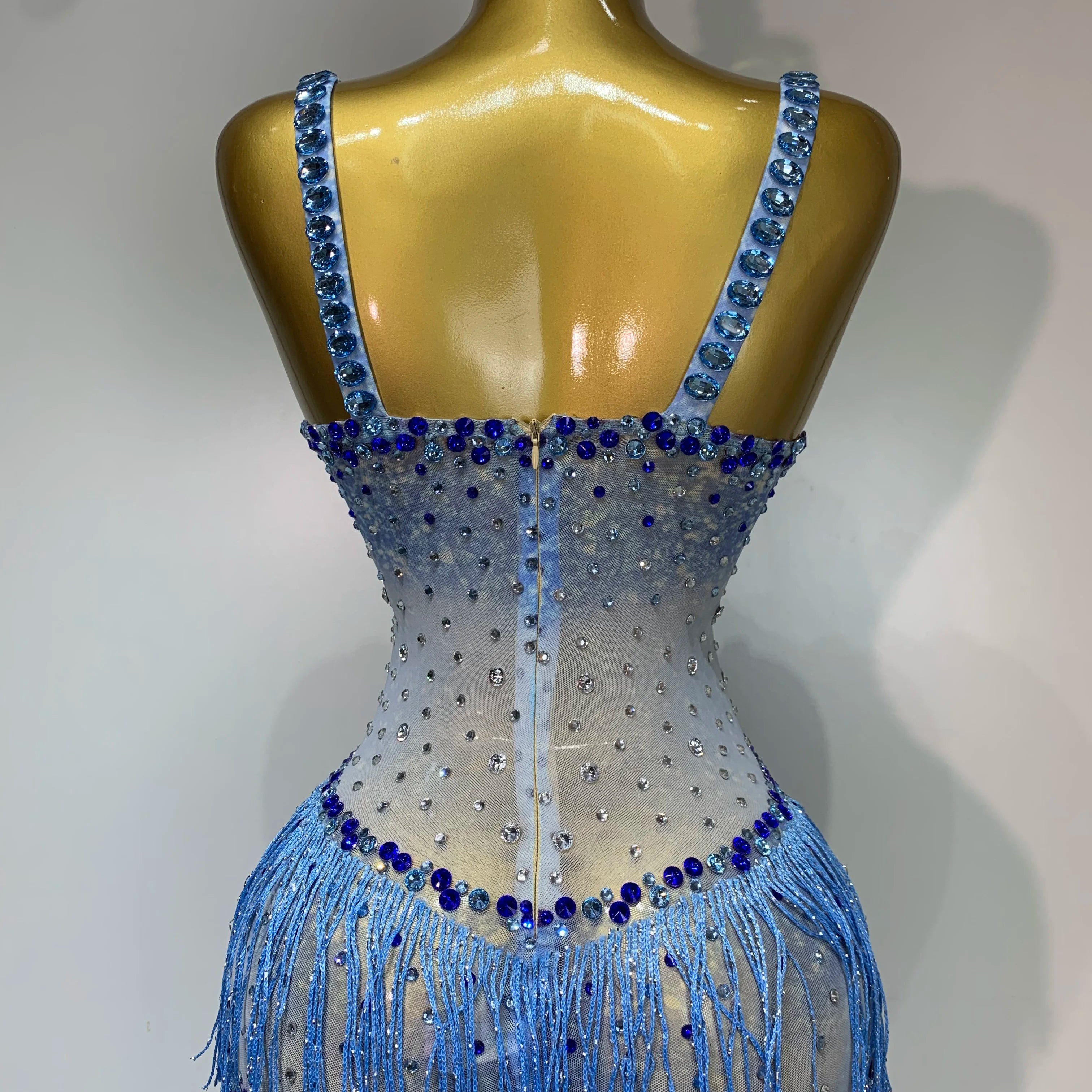 Sparkly Rhinestones Fringes Maxi Long Dress Women Sexy Transparent Elagant Evening Party Birthday Dress Photo Shoot Outfit