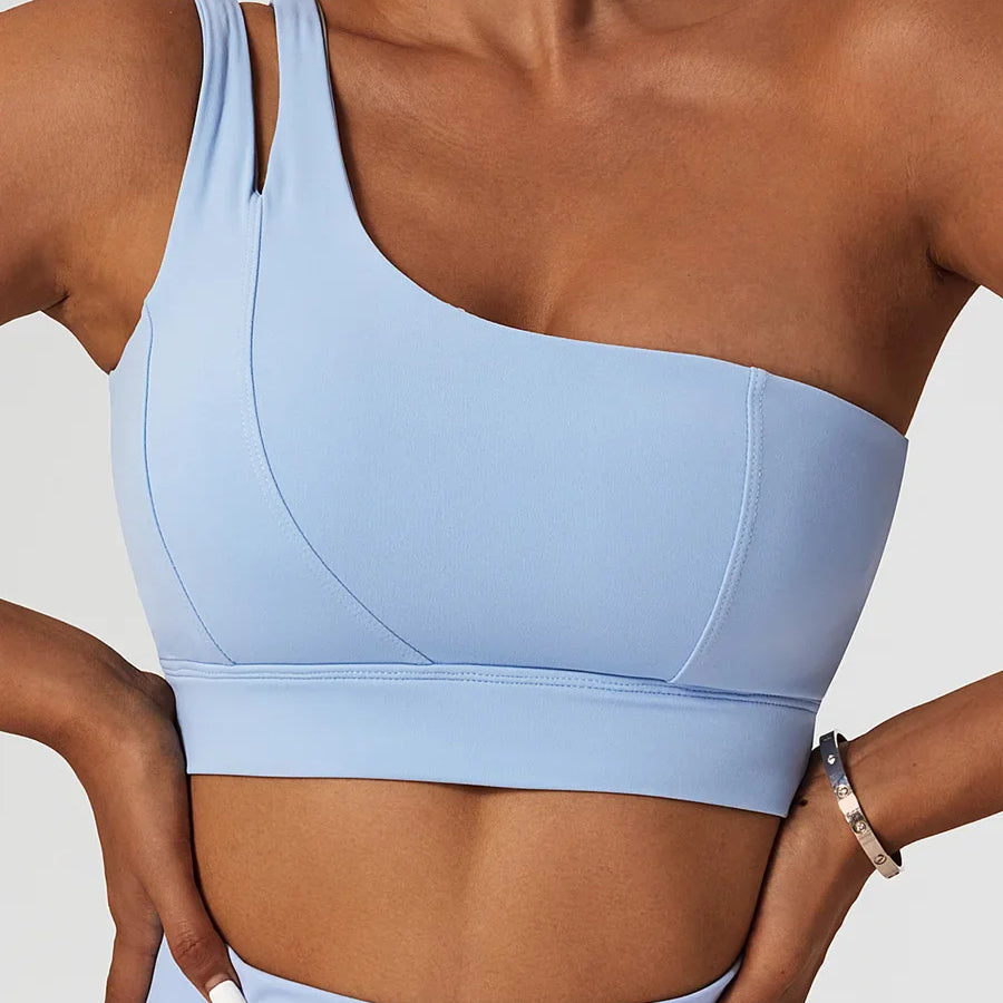 Yoga Skirt Set Women Workout Sport Gym Wear Suit High Wais Fitness Crop Top Female Tennis Sportswear One Shoulder Bra