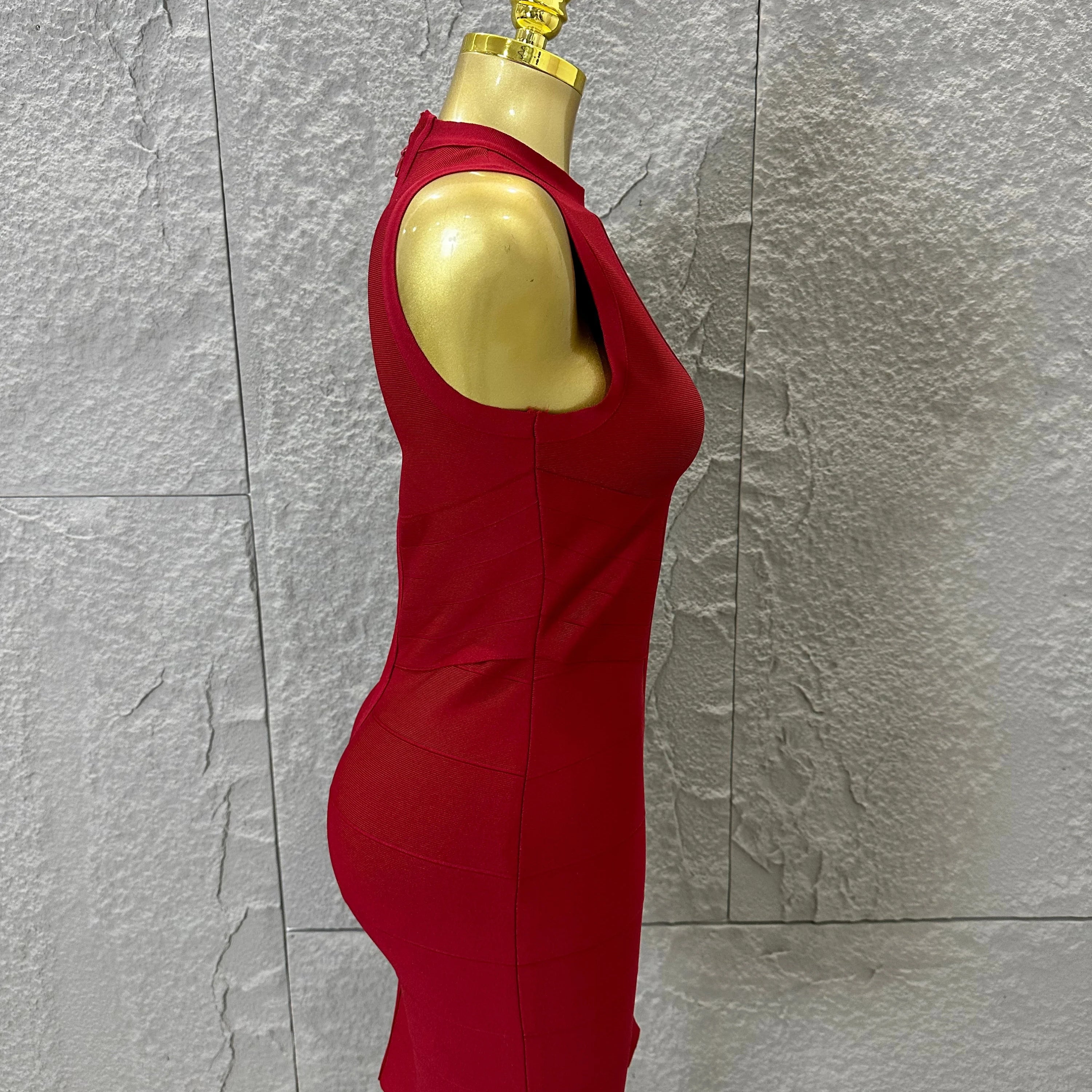 Sexy Sleeveless Keyhole Cutout Bandage Form-Fitting Outfit Evening Gala Party Fashion Celebrate Birthday Party Dress Vestido