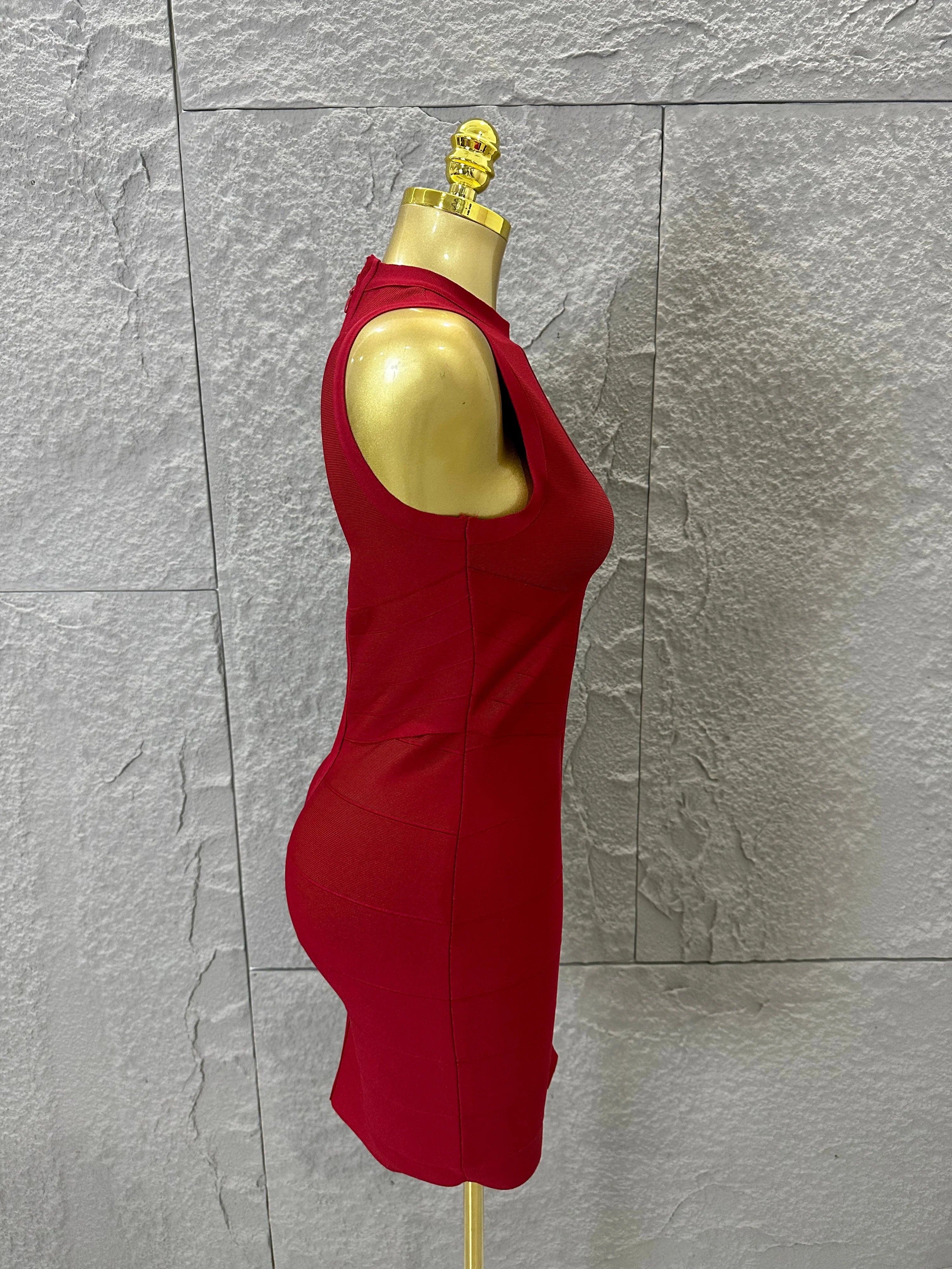 Sexy Sleeveless Keyhole Cutout Bandage Form-Fitting Outfit Evening Gala Party Fashion Celebrate Birthday Party Dress Vestido