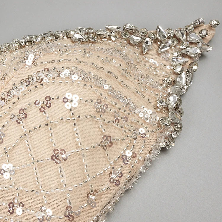 Stunning Crystal Embellished Mermaid Deep-V Neck Dress Gown for Glamorous Evenings