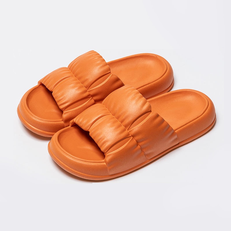 Summer Home Soft Sole Cloud Slippers Women Men Thick Platform Slippers Indoor Flip Flops Anti-Slip Sandals Slides for Bathroom Orange