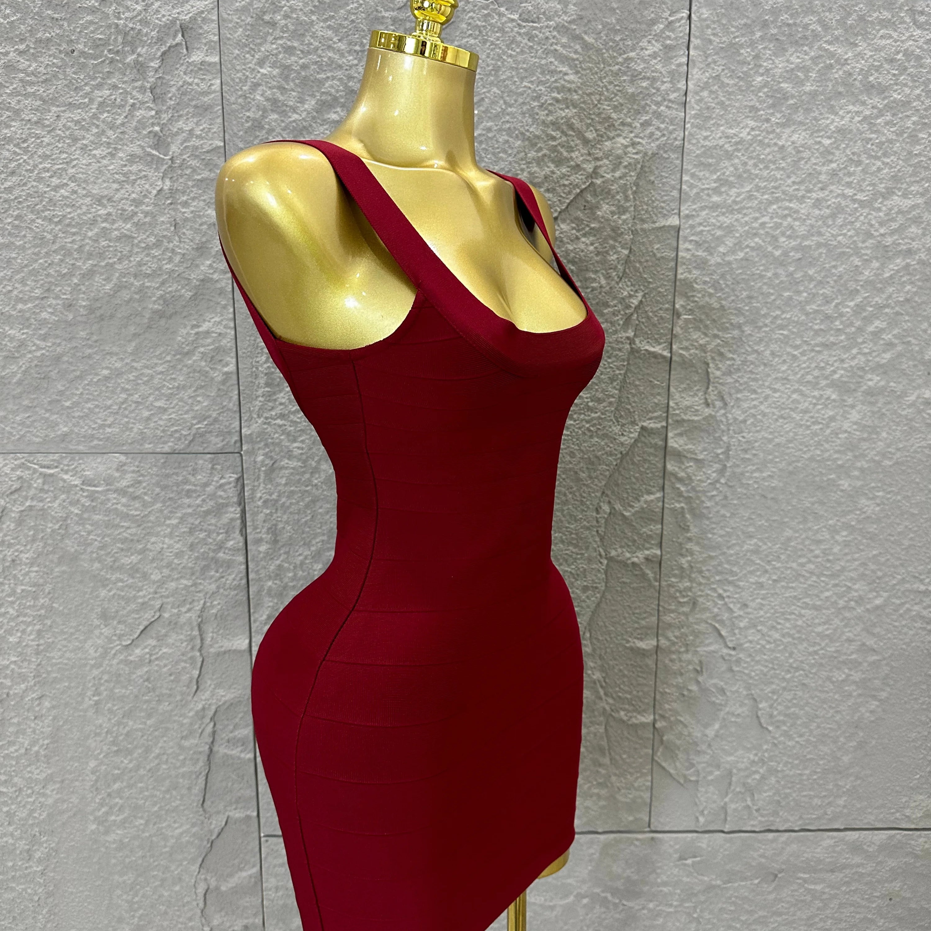 Elegant White Bandage Mini Dress Women Sexy Scoop Neck Sleeveless Bodycon Evening Party Cocktail Party Costume