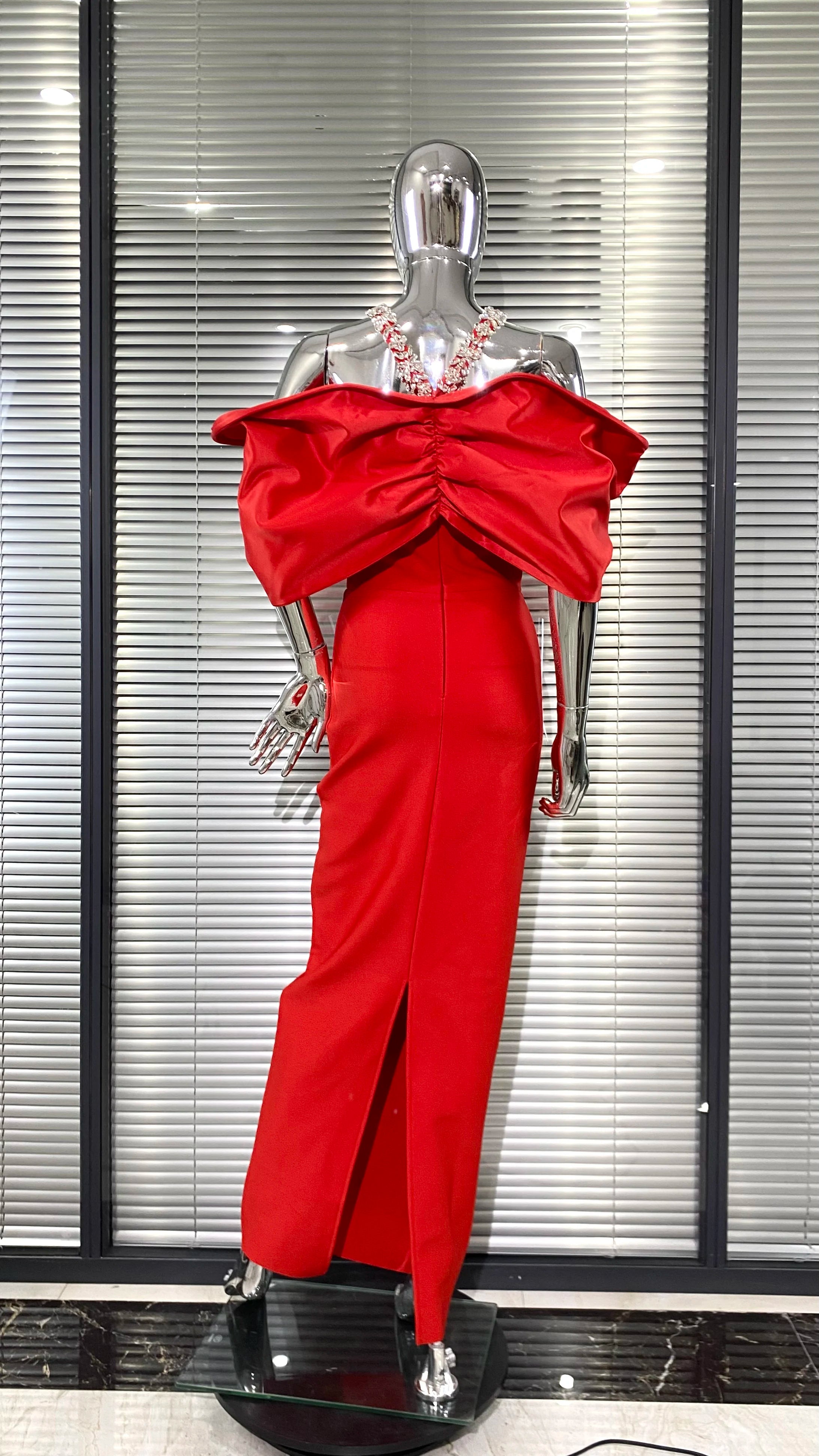 Sexy Off The Shoulder Shinind Diamond Halter Ankle Length Bandage Dress Elegant Woman Party Vestido Birthday Party Outfit