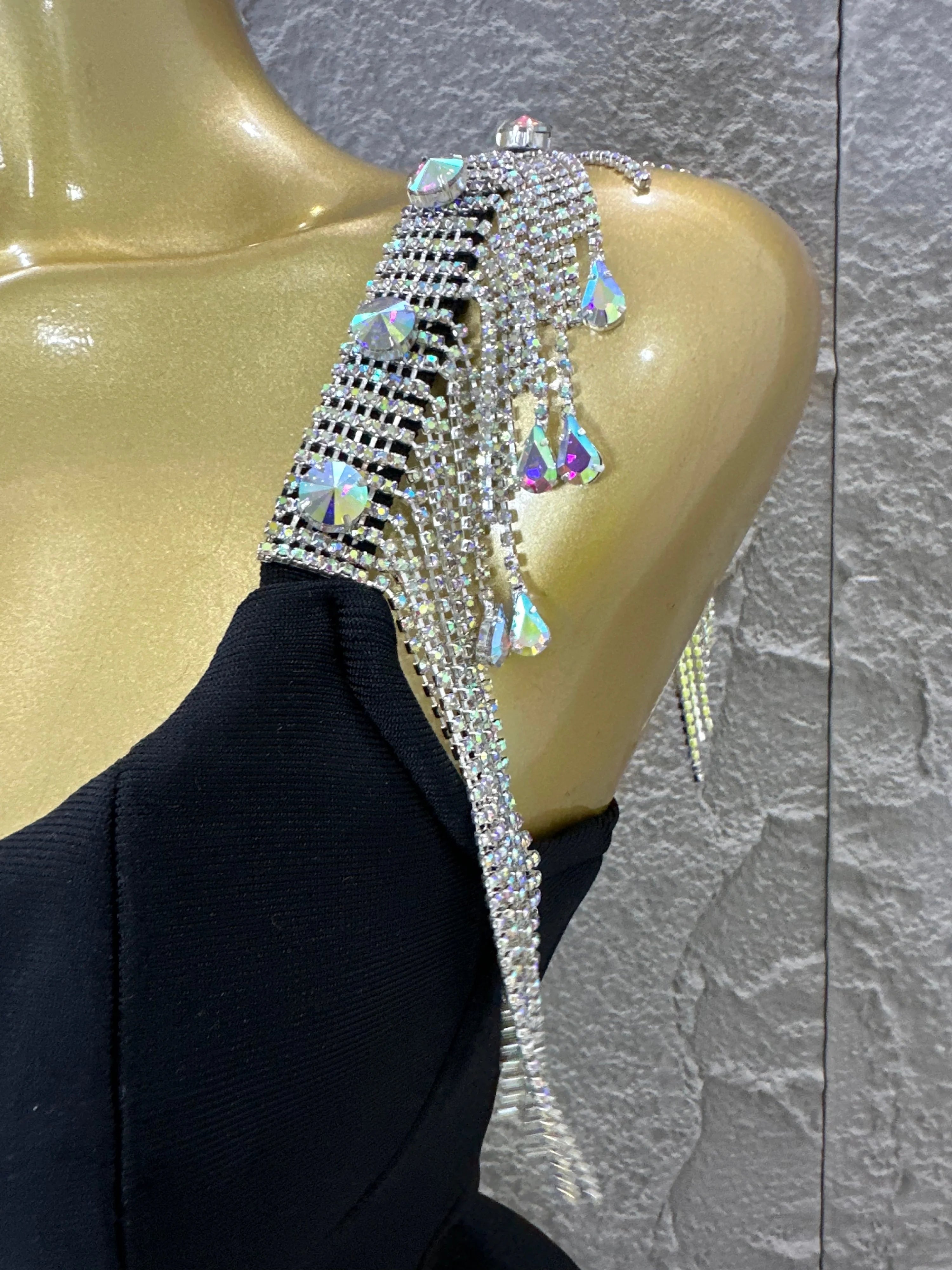 Elegant Sweetheart Neck Mini Dress Women Sexy Crystal Tassel Embellished Spaghetti Strap Bodycon Outfit Formal Event Party