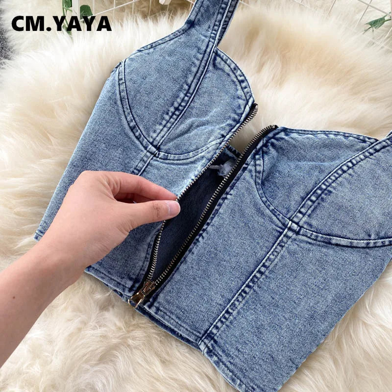 Women Denim Sets Sleeveless Strap Crop Top and Long Skirts Suits 2024 Summer Jeans Streetwear Two 2 Piece Sets Outfits