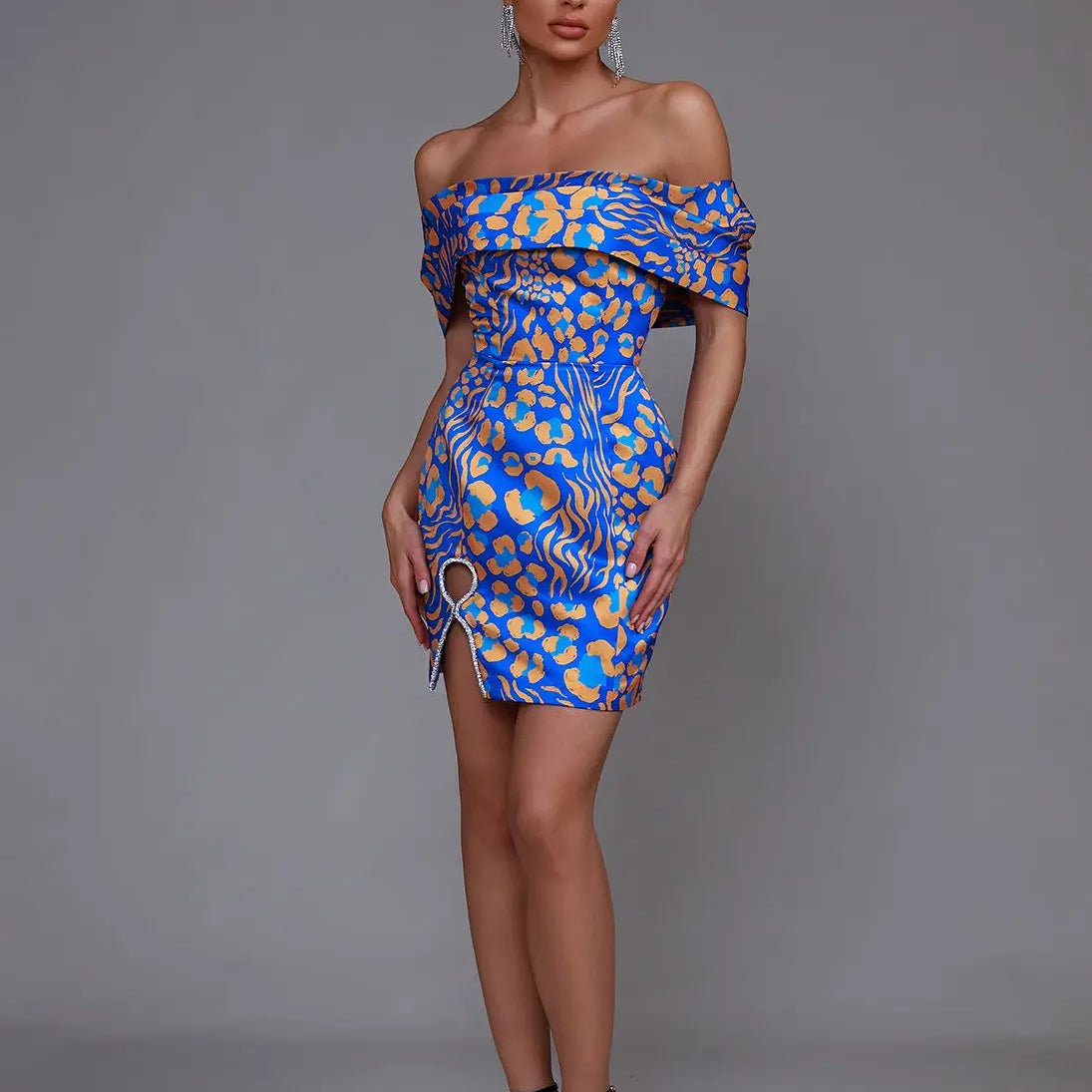 Jacquard Stain Dress Women Short Party Dress Elegant Sexy Off Shoulder Evening Birthday Club Outfits Summer Runway New Fashion