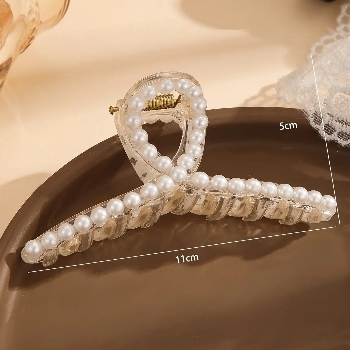 Back of head large pearl hairpin hair grab Korean version of shark clip metal pan hair grab clip simple headdress hairpin female 080-2