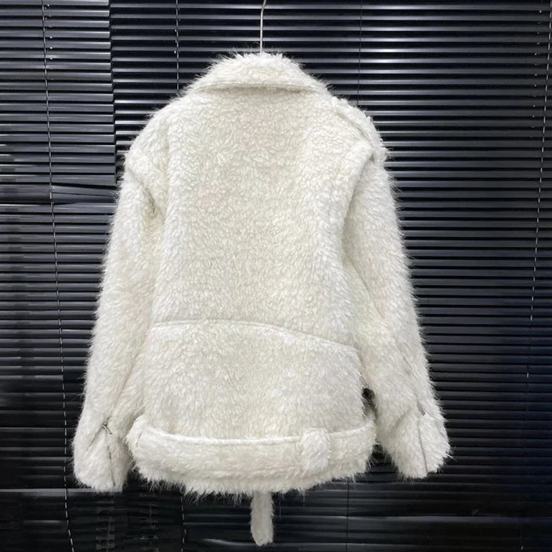 Autumn Winter New Fashion Wings Plush Warm Thickened Design Cotton Coat For Women Solid Color Jacket Female 11A07890
