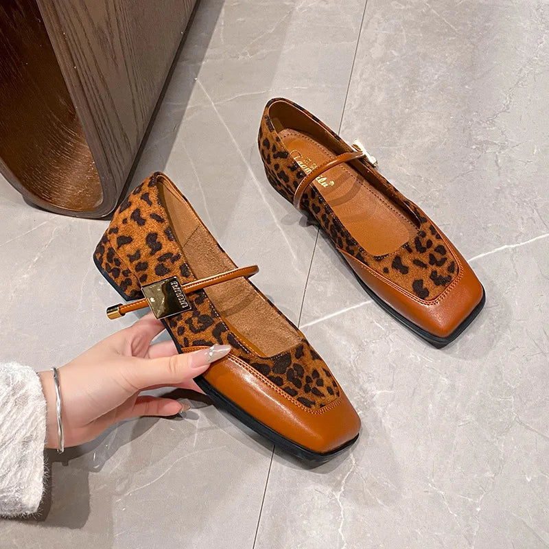 2024 New Women's Low Heel Square Toe Pumps - Fashion Office Work Shoes Spring/Autumn Comfort Slip-On Flats