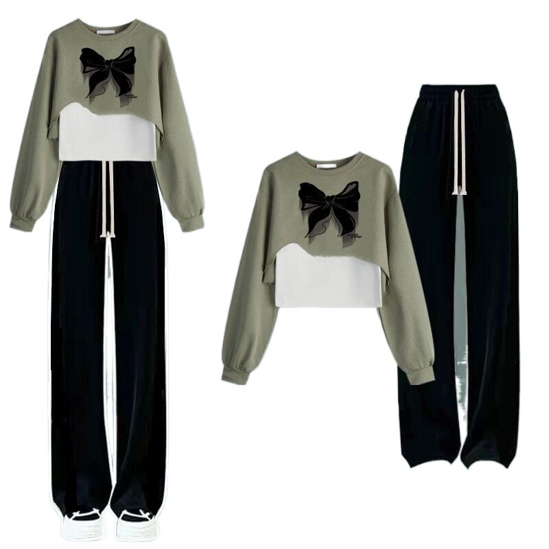 Spring Autumn Women Fashion Short Bowknot T Shirts Korean Casual Sweatshirt Vest Pants 3 Piece Sets Lady Streetwear Outfits 2024