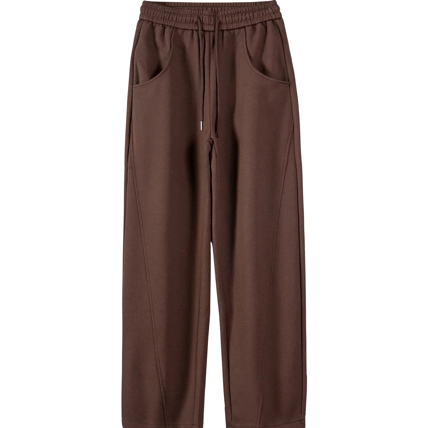 Leisure sanitary pants, feminine temperament, versatile for commuting, fashionable elastic waist pocket, straight tube Brown