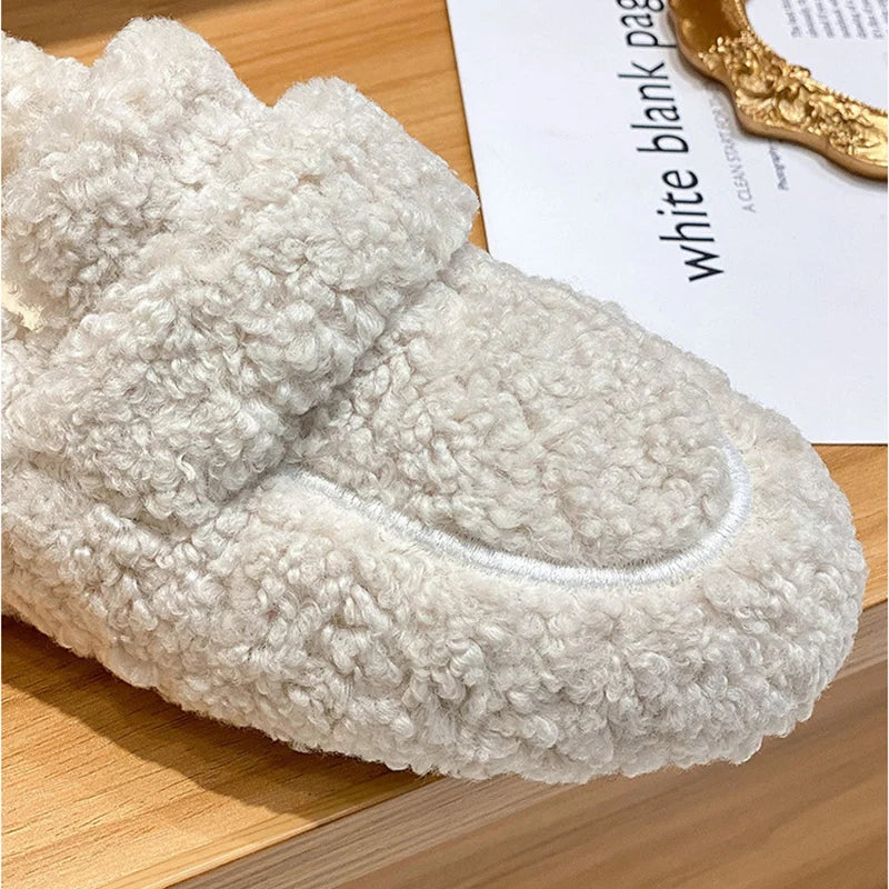 2024 new women's winter warm outdoor shoes plush design british style white snow boots Ladies' casual flats Large size 41-43
