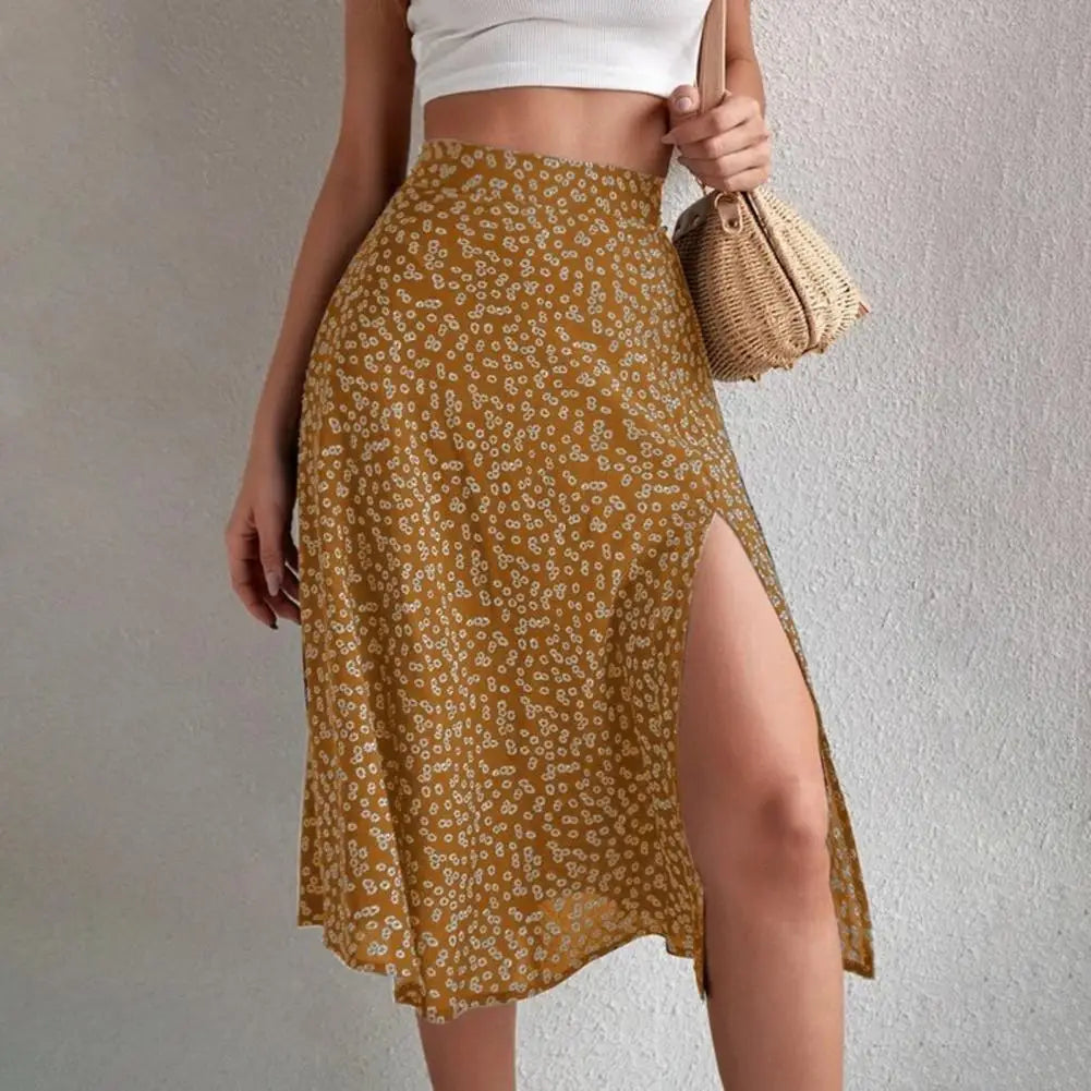 Summer Beach Skirt Trendy Thin A-line Colorfast Summer Beach Skirt Women Garment Lady Midi Skirt Lady Skirt