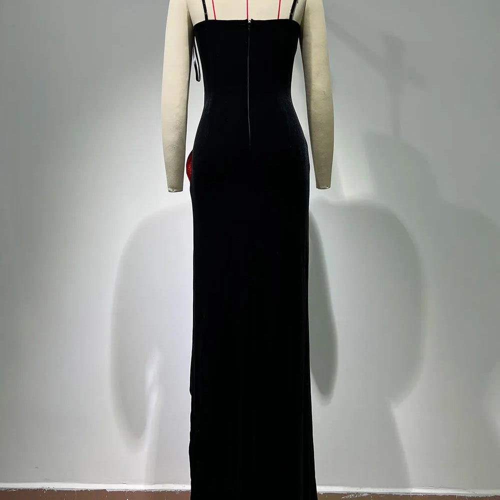 2024 Sexy Women Max Dress Spaghetti Strap Sleeveless Bodycon Perspective Sheer Patchwork High Slit Long Dress Club Party Vestido