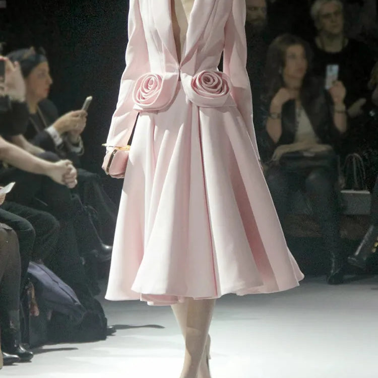 Elegant Two Piece Set For Women Shawl Collar Long Sleeve Spliced Appliques Top High Waist A Line Skirt Slim Sets