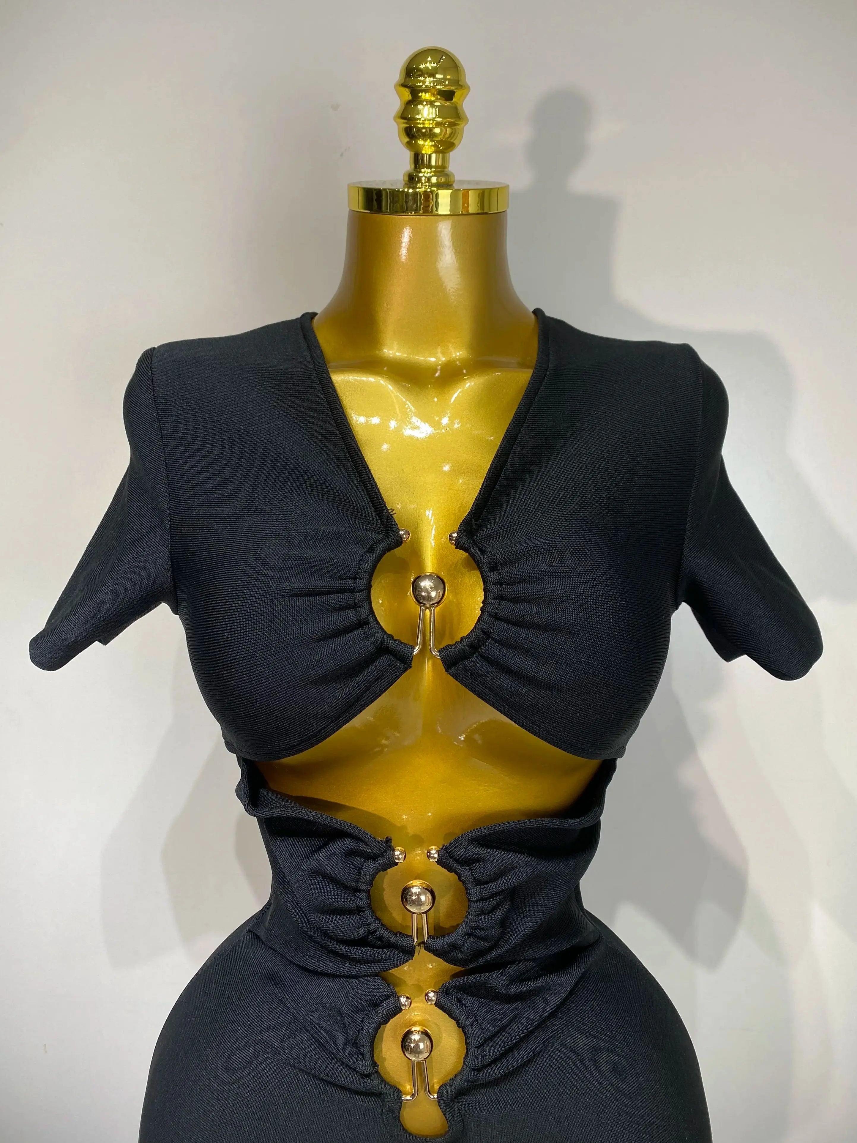 Women Sexy Cut Out Short Sleeve Bodycon Long Dress 2025 Party Evening Celebrate Birthday Black Bandage Knitted Club Prom Gown