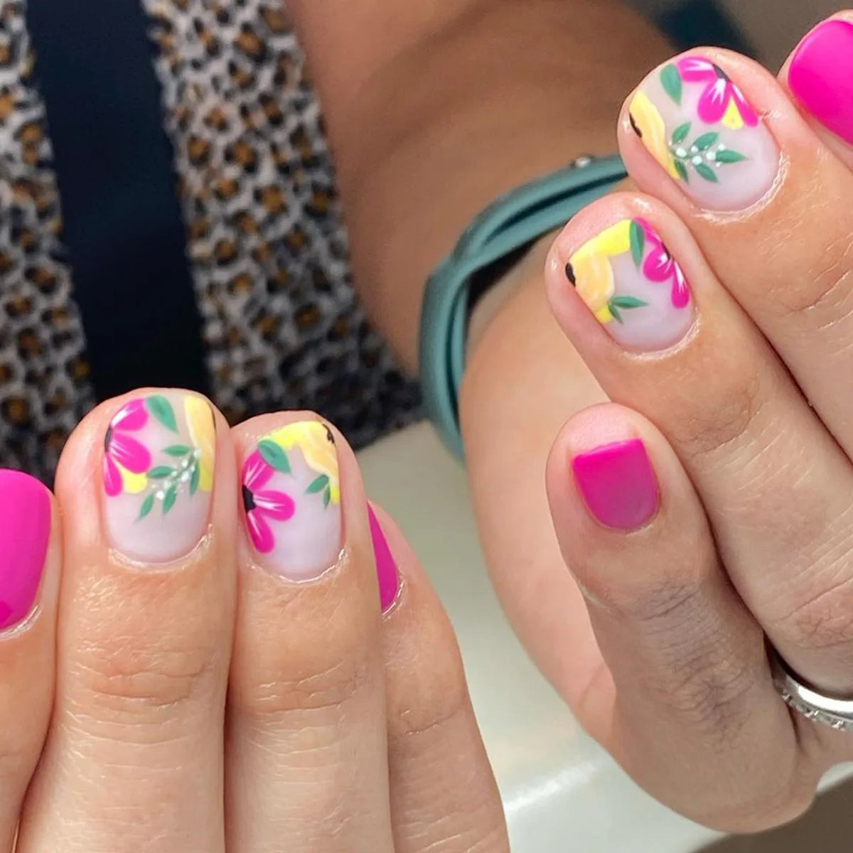 24pcs/set Long Medium short fake nails for women girls cute bow flowers decoration french tips faux ongles press on false nail 694