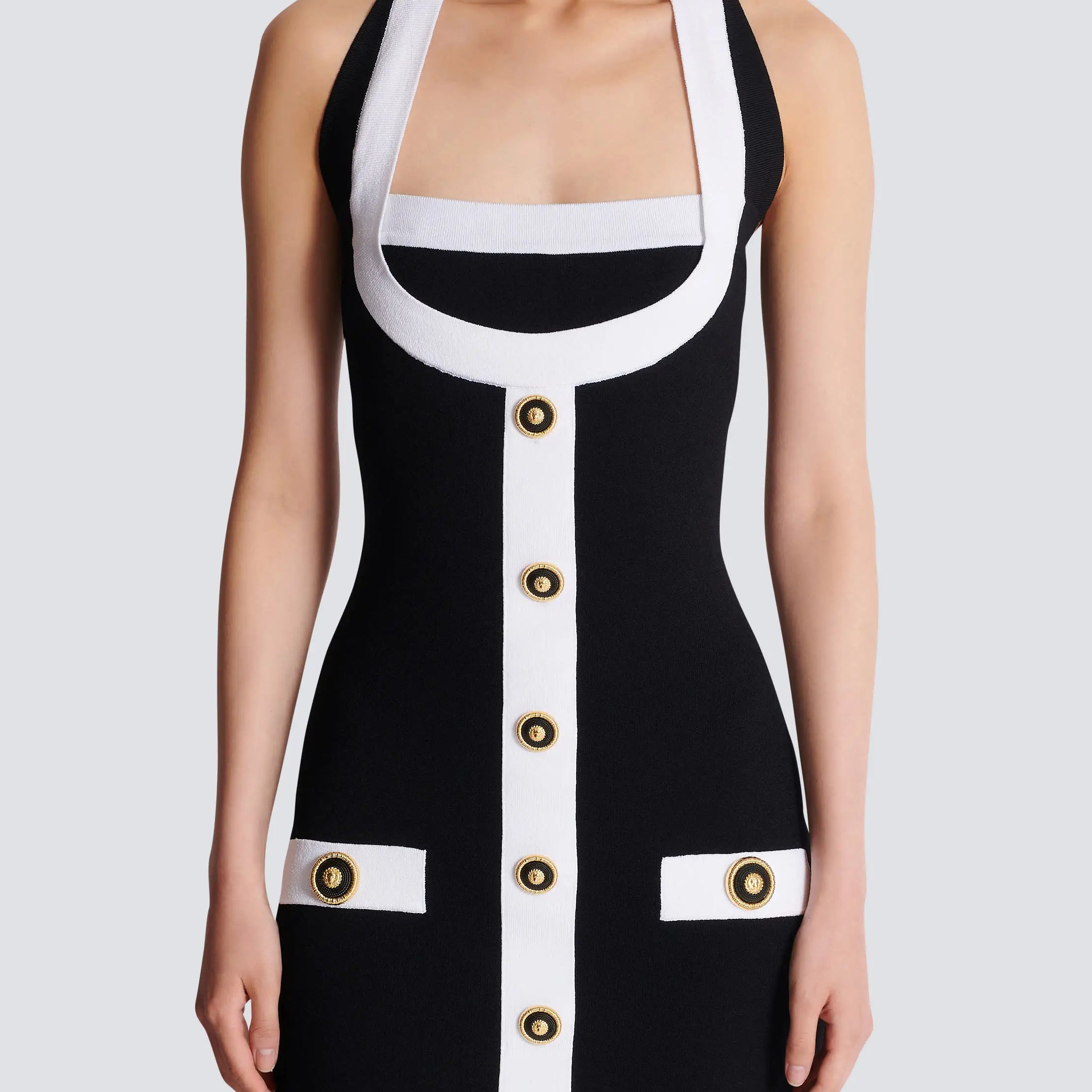 2025 New Spring Simple Design Black Patchwork White Line Bandage Mini Dress Sweet Fashion Woman Party Outfit High Stree Wear