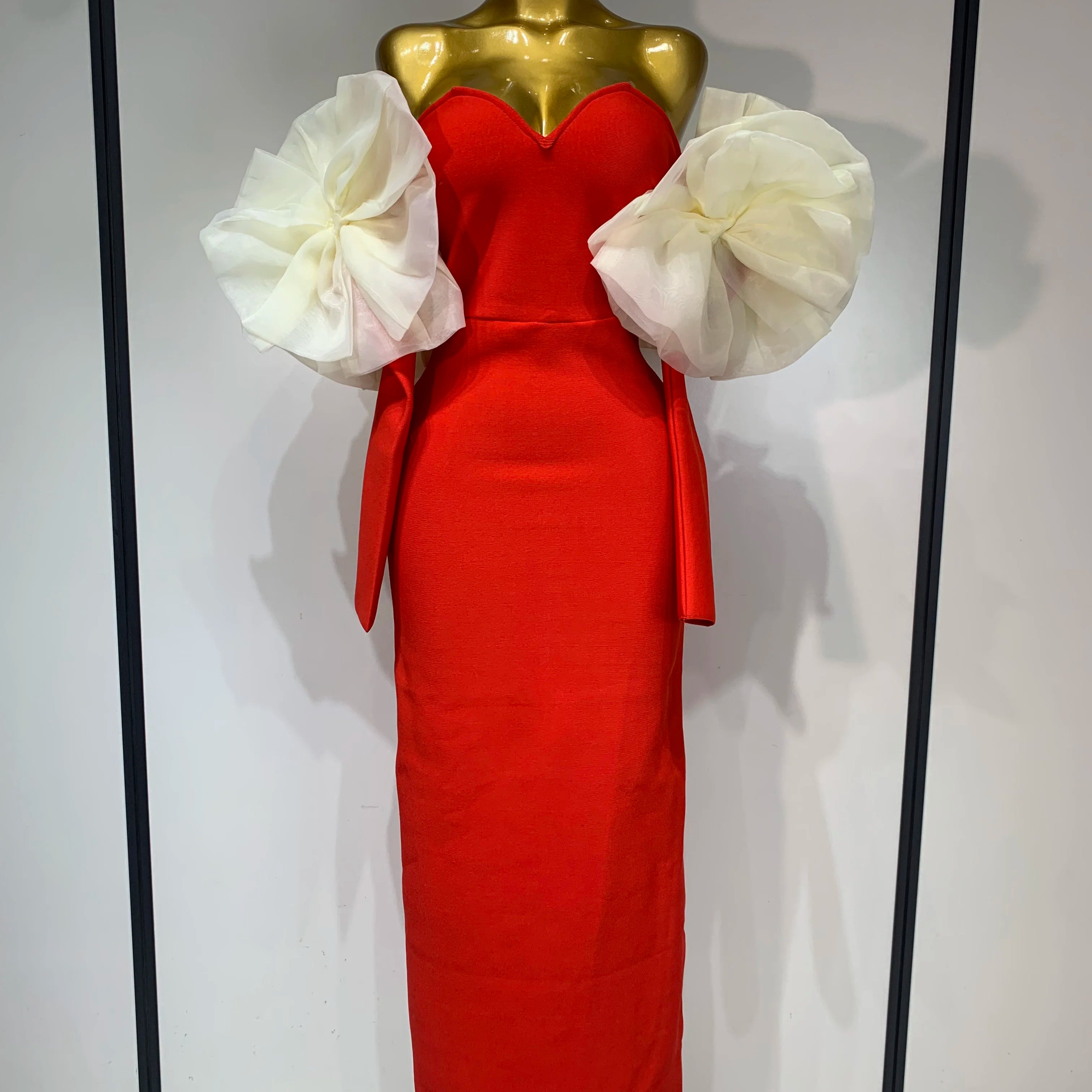Sexy Off Shoulder Women Red Bodycon Bandage Dress 2025 Long Sleeved Celebrity Elegant Backless Dress Luxury Birthday Dresses Red