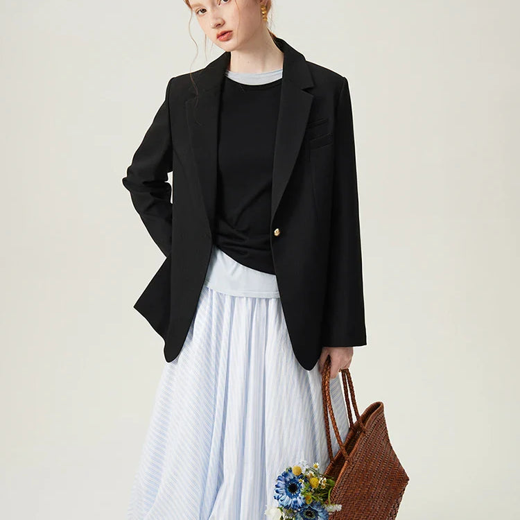 FSLE Korean Style Temperament Suit Jacket for Women Spring New Design Professional Formal Blazer Coats Female 24FS11069