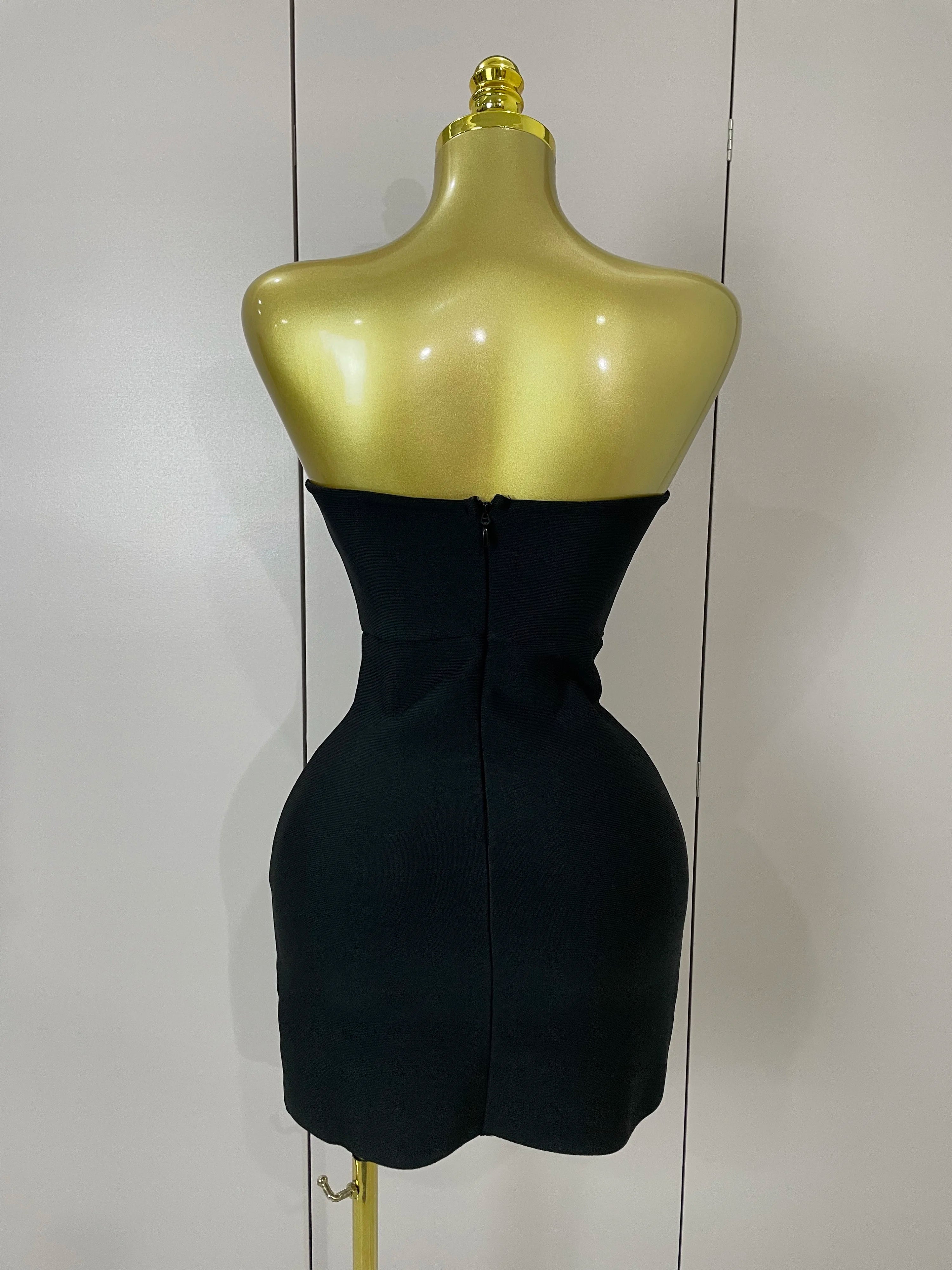 Sexy Strapless Colorful Crystal Bodycon Mini Bandage Dress 2025 Women New Elegant Party Celebrate Luxury Birthday Dress